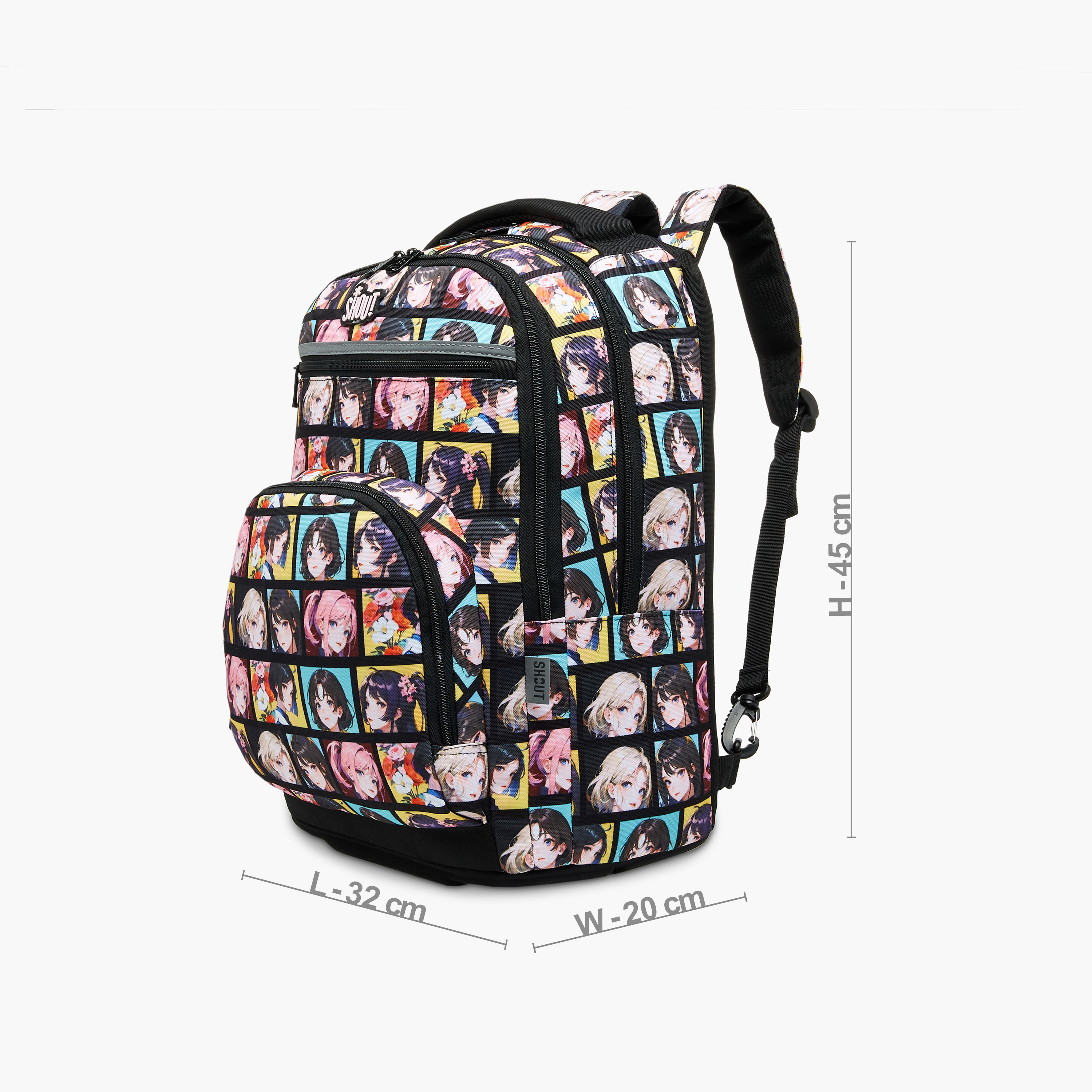 SHOUT Anime Print 3-Compartment Backpack with Adjustable Straps and Zip Closure - 32x20x45 cms-school-bagsandbackpacks-backpacks-image-2