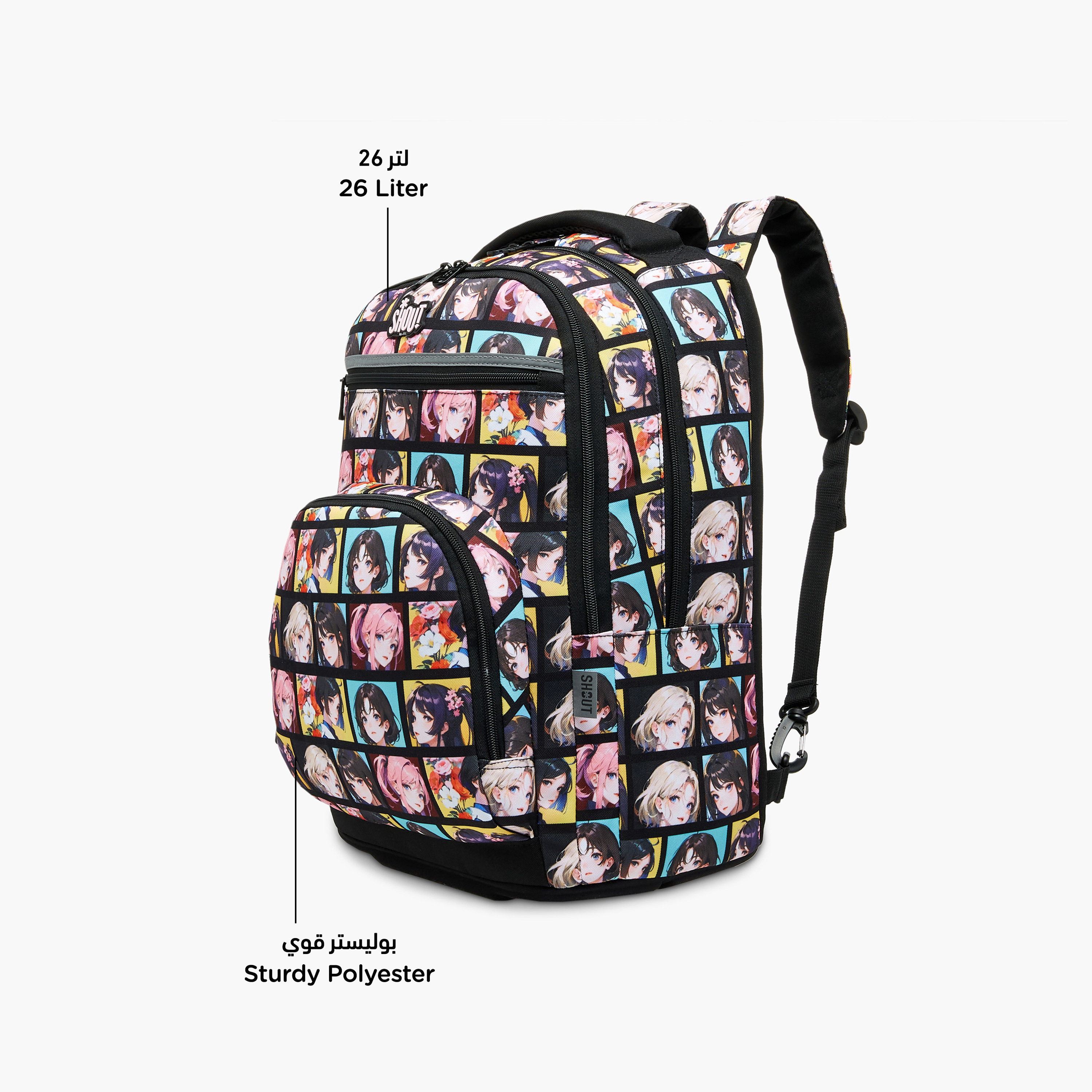 SHOUT Anime Print 3-Compartment Backpack with Adjustable Straps and Zip Closure - 32x20x45 cms-school-bagsandbackpacks-backpacks-image-6
