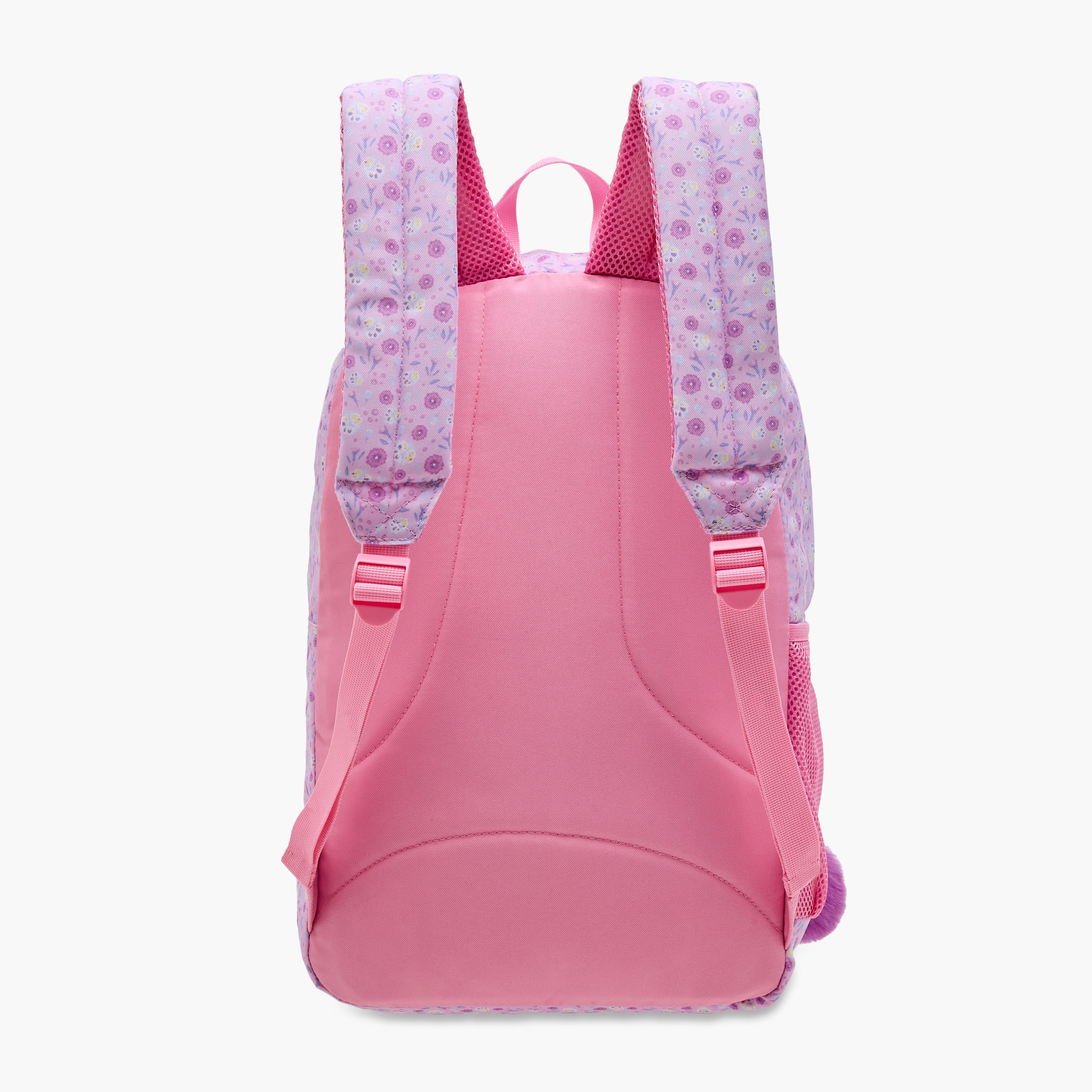 Sensazioni Floral Print Backpack with Pom-Pom Charm and Zip Closure - 30x15x45 cms-school-bagsandbackpacks-backpacks-image-5