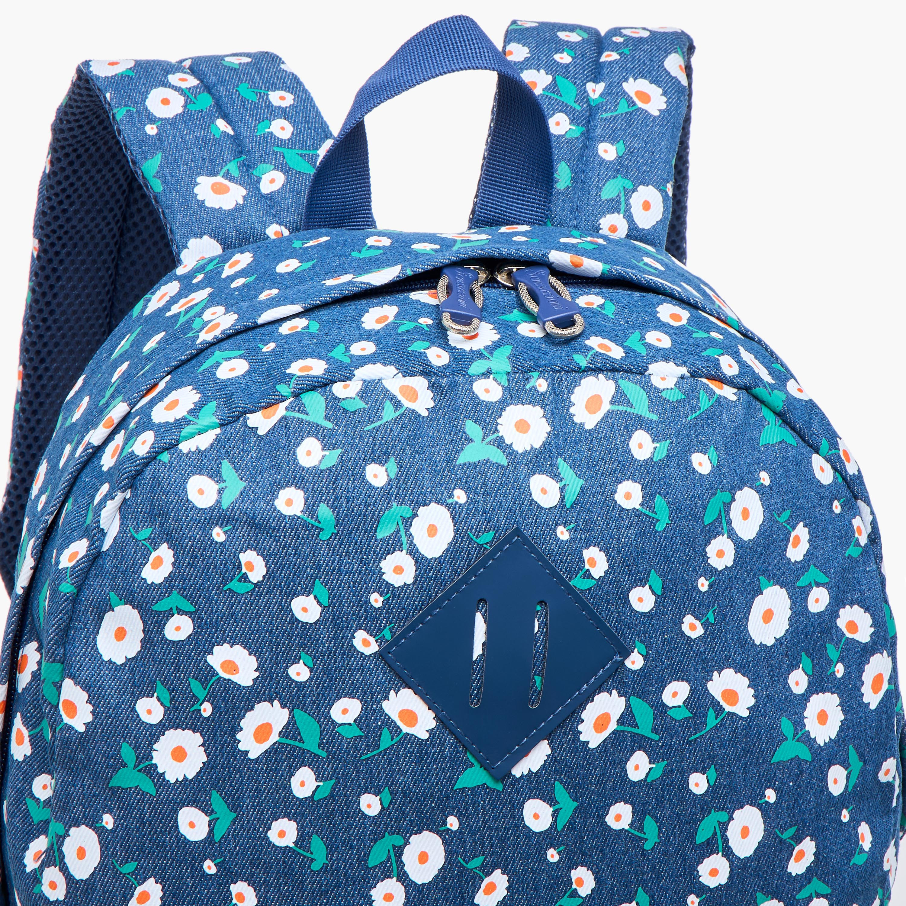 Sensazioni Floral Print Backpack with Adjustable Straps and Zip Closure - 30x15x45 cms-school-bagsandbackpacks-backpacks-image-7