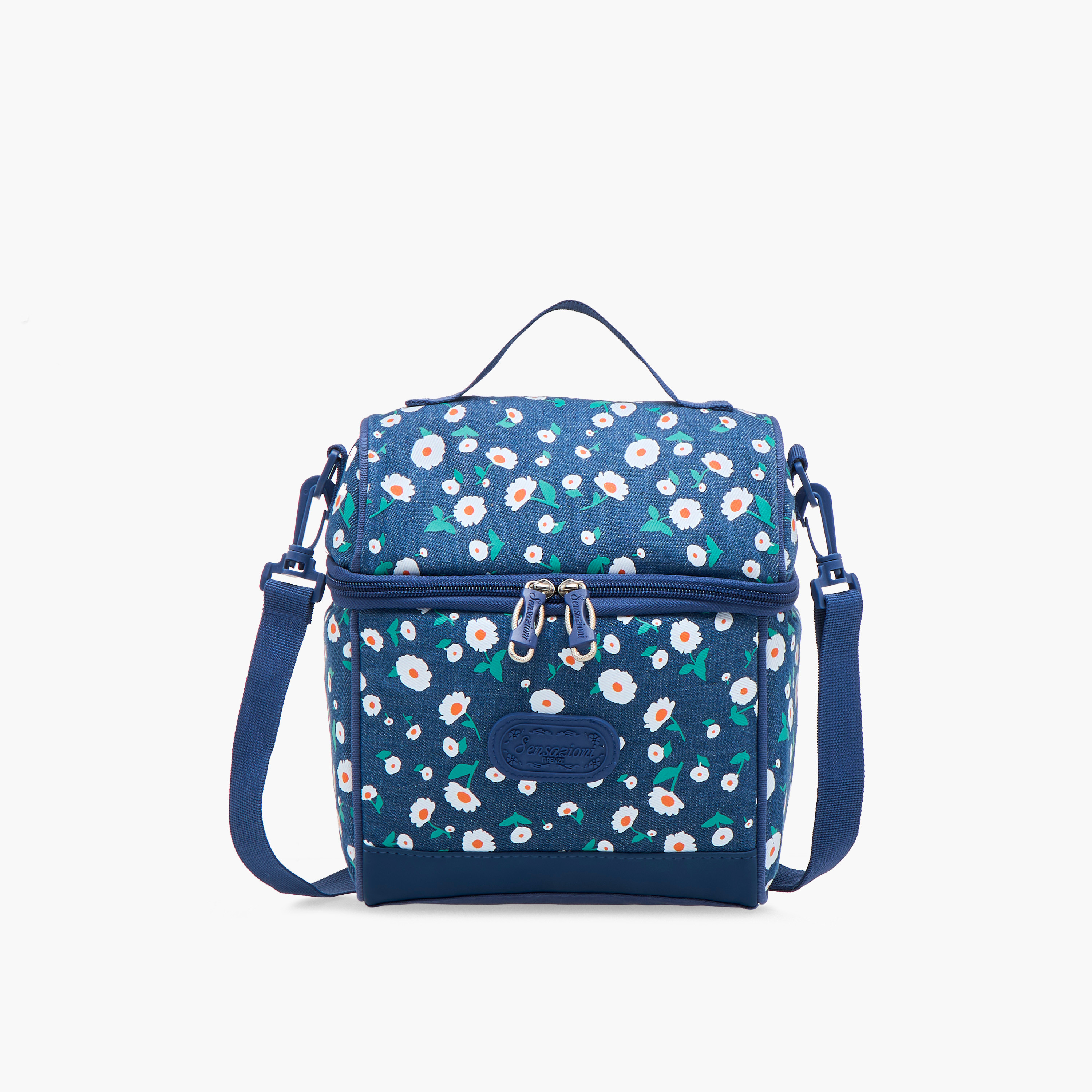 Sensazioni Floral Print Lunch Bag with Adjustable Strap and Zip Closure-school-lunchessentials-lunchbags-image-1