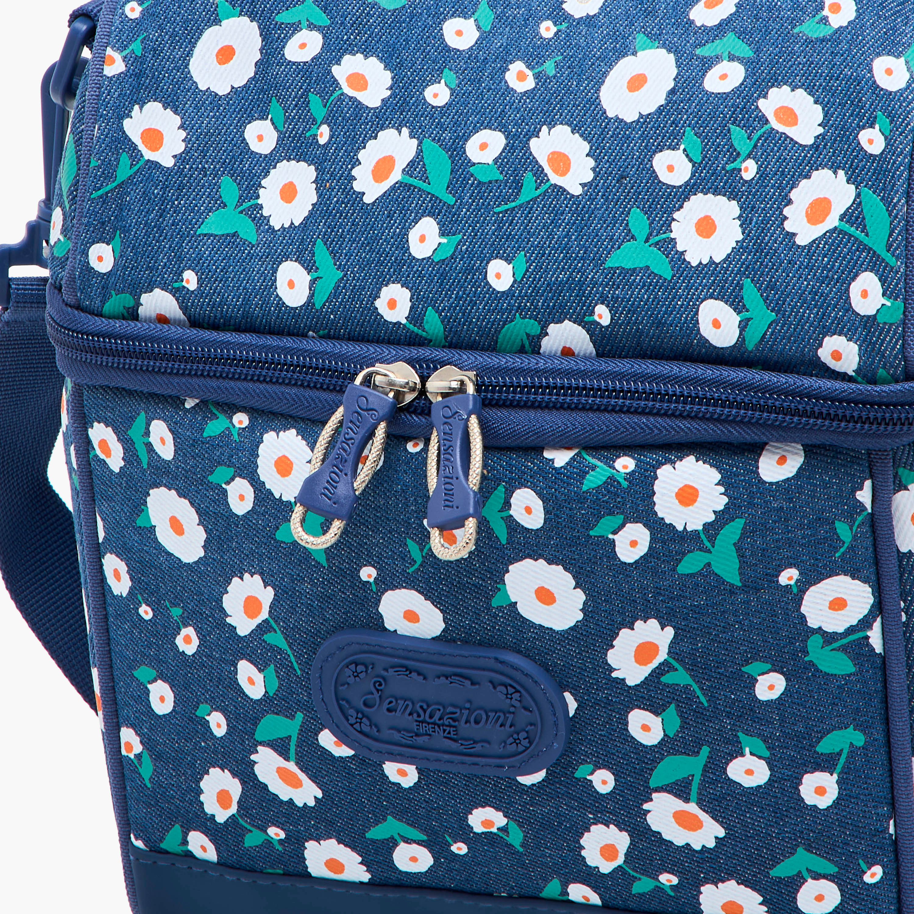Sensazioni Floral Print Lunch Bag with Adjustable Strap and Zip Closure-school-lunchessentials-lunchbags-image-5