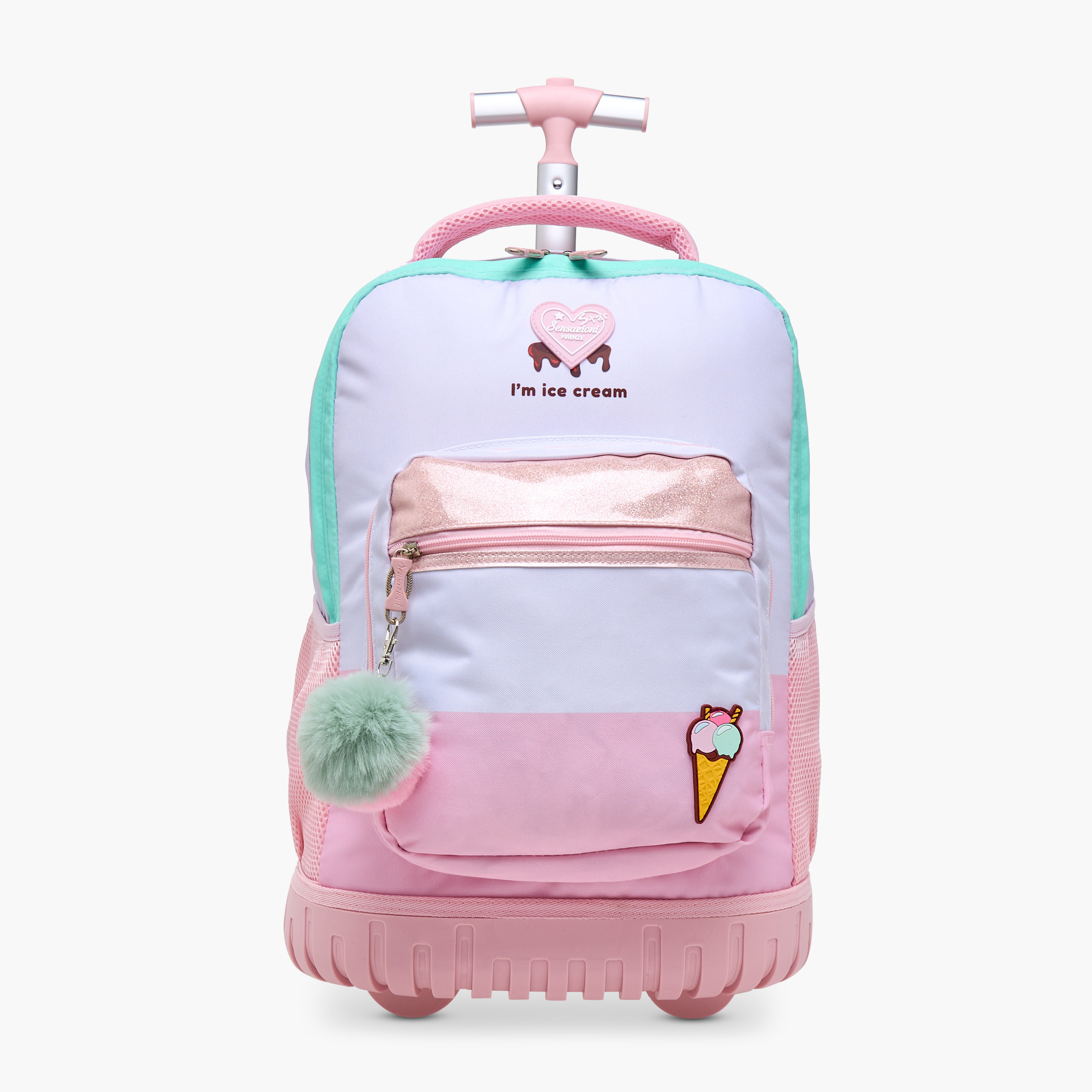 شنطة ترولي للبنات 8-13 سنة بمقبض قابل للسحب وتصميم آيس كريم من سينسازيوني-school-bagsandbackpacks-trolleybags-image-1