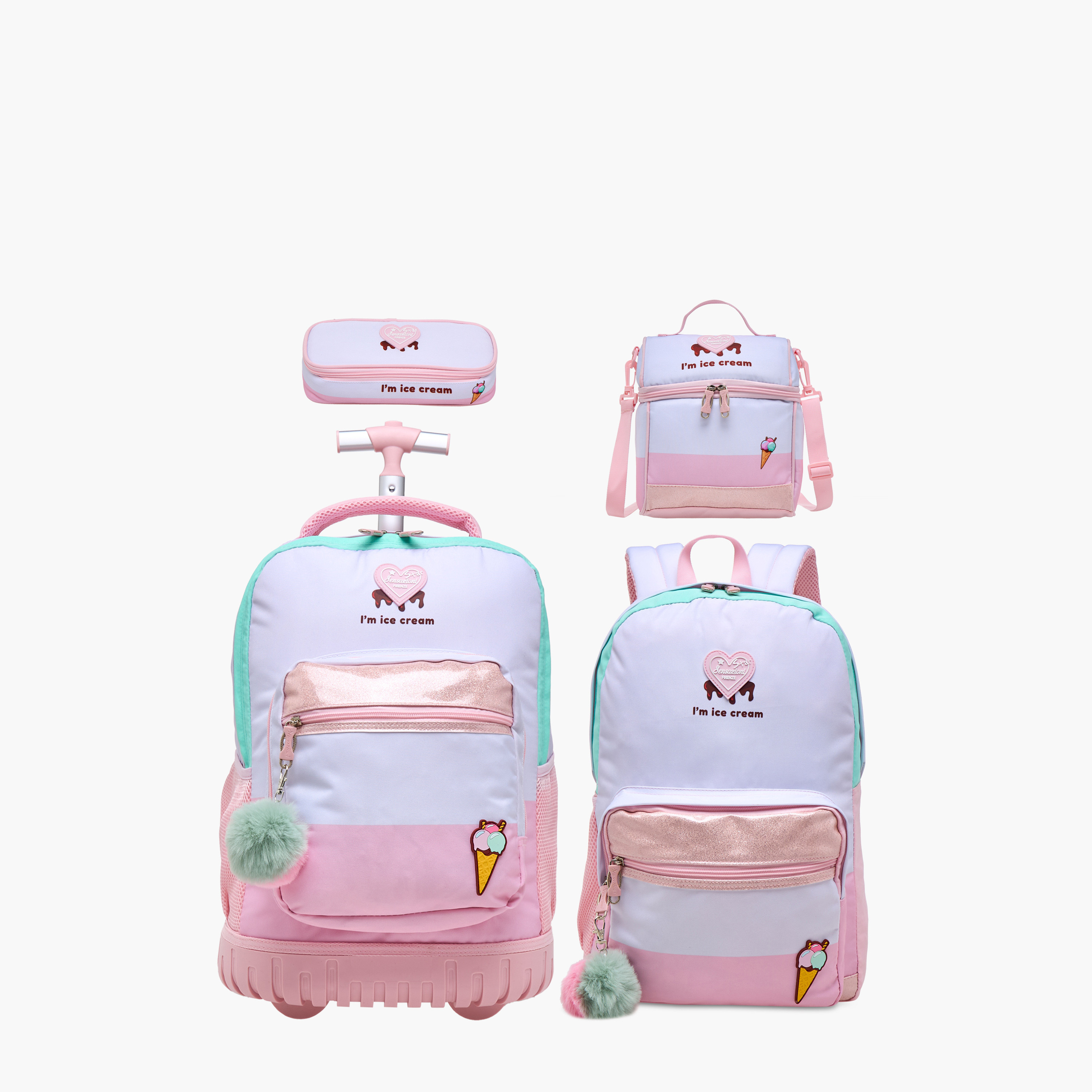 Sensazioni Ice Cream Applique Backpack with Adjustable Straps and Zip Closure - 30x15x45 cms-school-bagsandbackpacks-backpacks-image-11