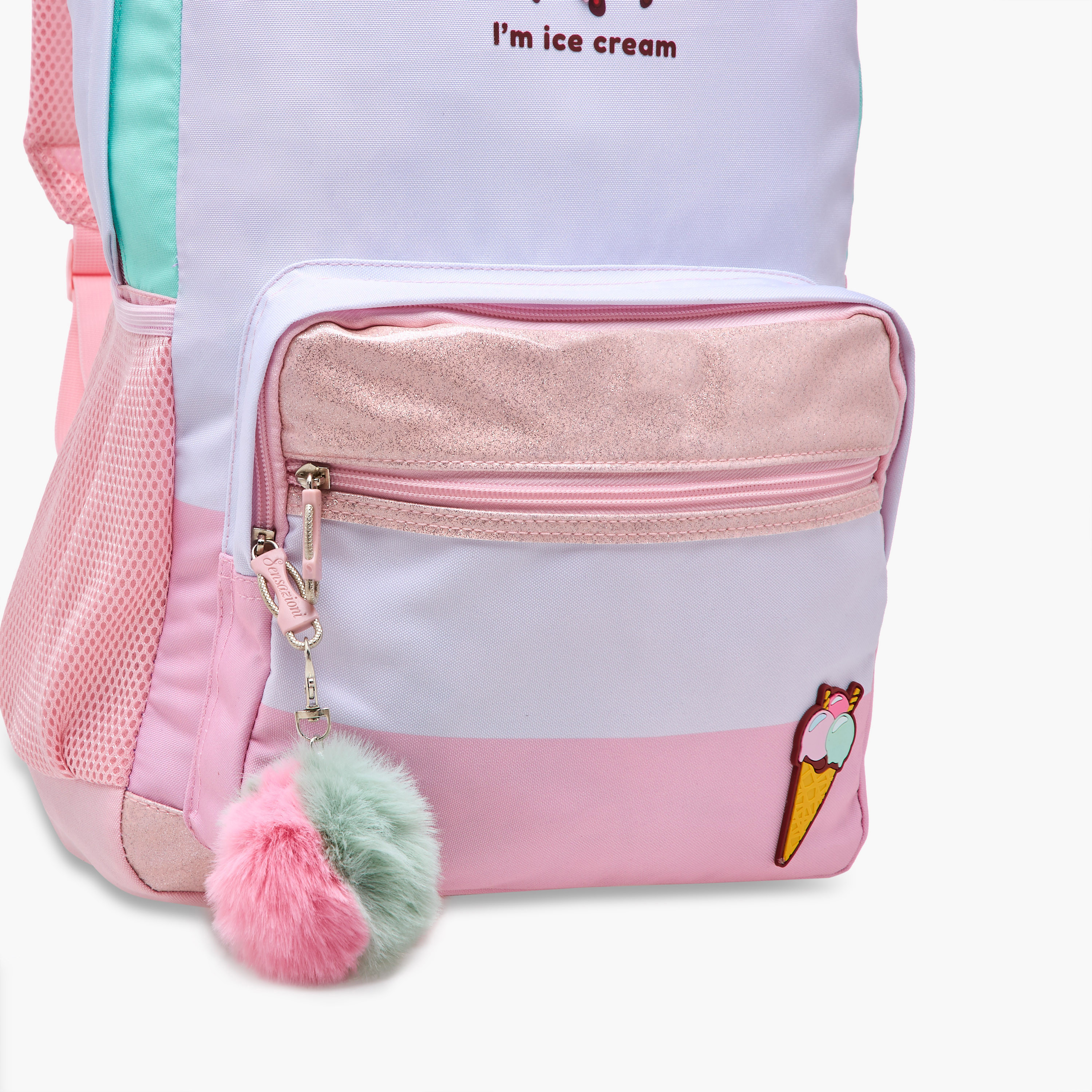Sensazioni Ice Cream Applique Backpack with Adjustable Straps and Zip Closure - 30x15x45 cms-school-bagsandbackpacks-backpacks-image-7