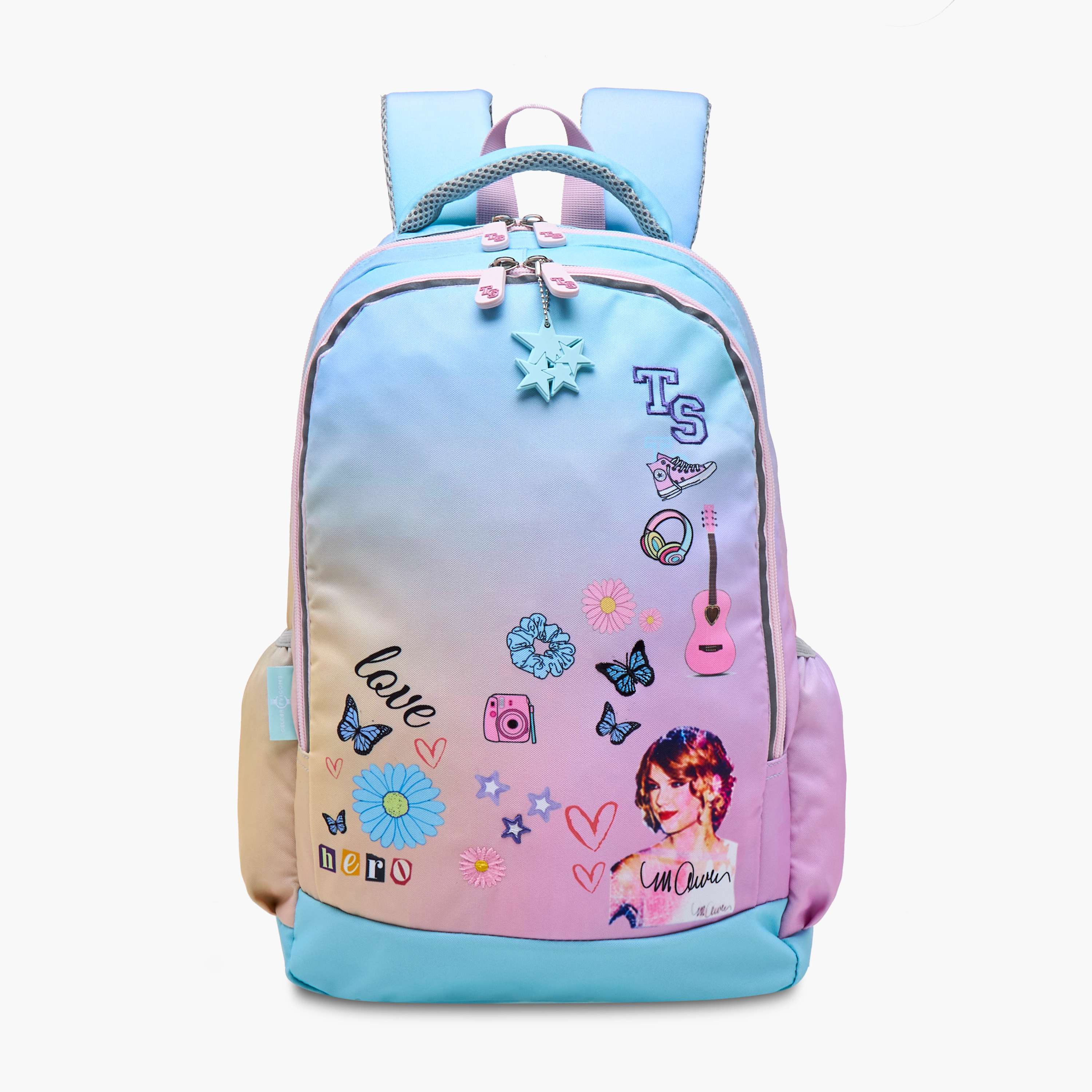 Celebrity Icons Taylor Swift Print Backpack with Laptop Compartment and Zip Closure - 30x15x44 cm-promo_LS20_OMN-image-1
