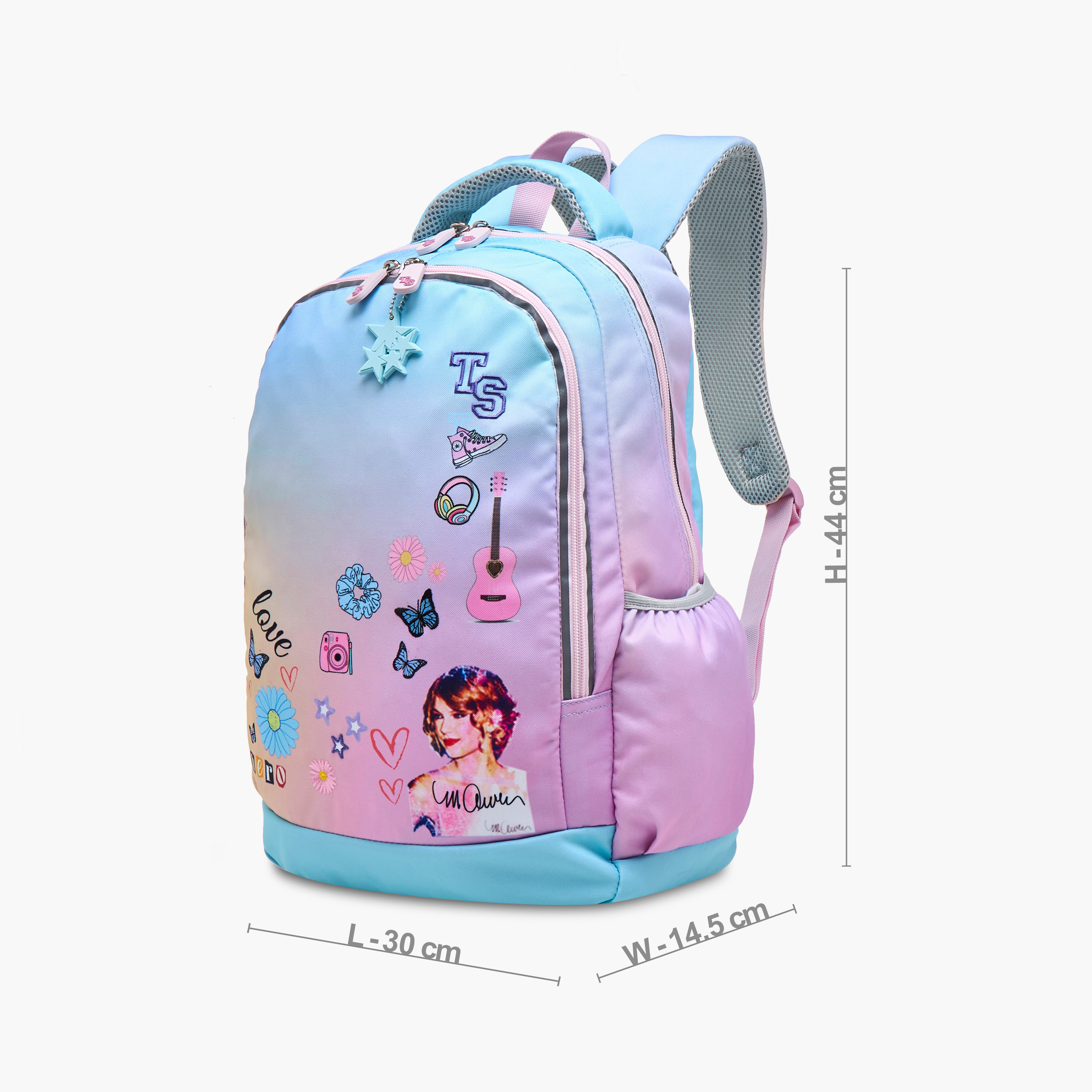 Celebrity Icons Taylor Swift Print Backpack with Laptop Compartment and Zip Closure - 30x15x44 cm-promo_LS20_OMN-image-2