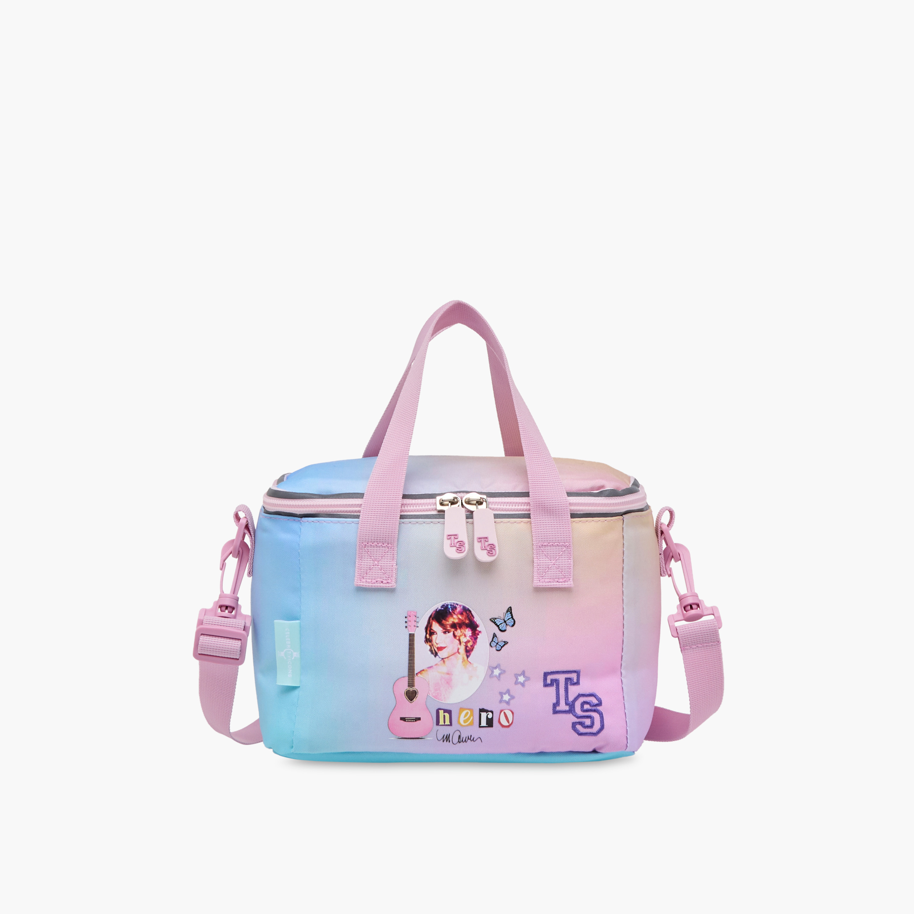 Celebrity Icons Taylor Swift Print Lunch Bag with Adjustable Strap and Zip Closure-school-lunchessentials-lunchbags-image-1