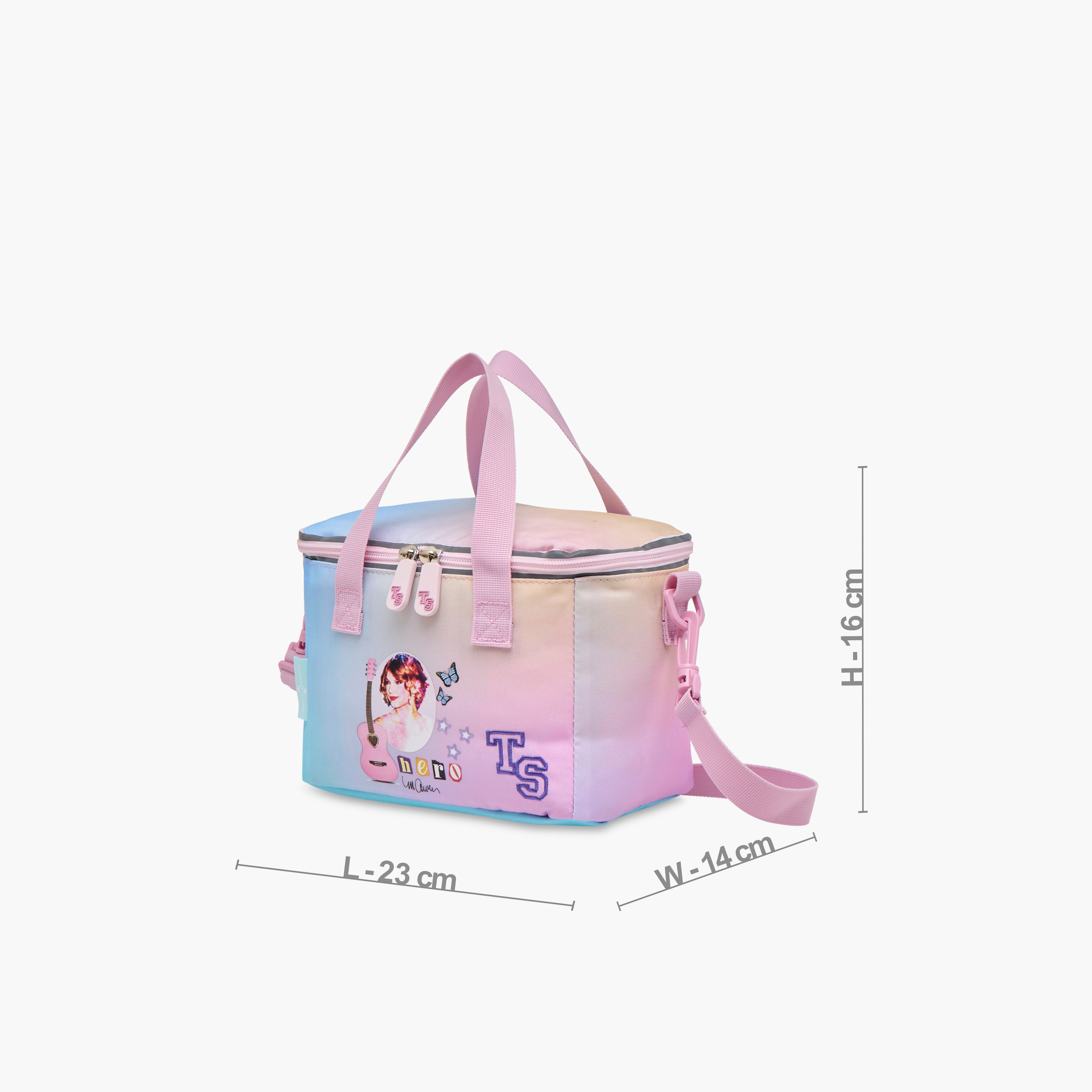 Celebrity Icons Taylor Swift Print Lunch Bag with Adjustable Strap and Zip Closure-school-lunchessentials-lunchbags-image-2