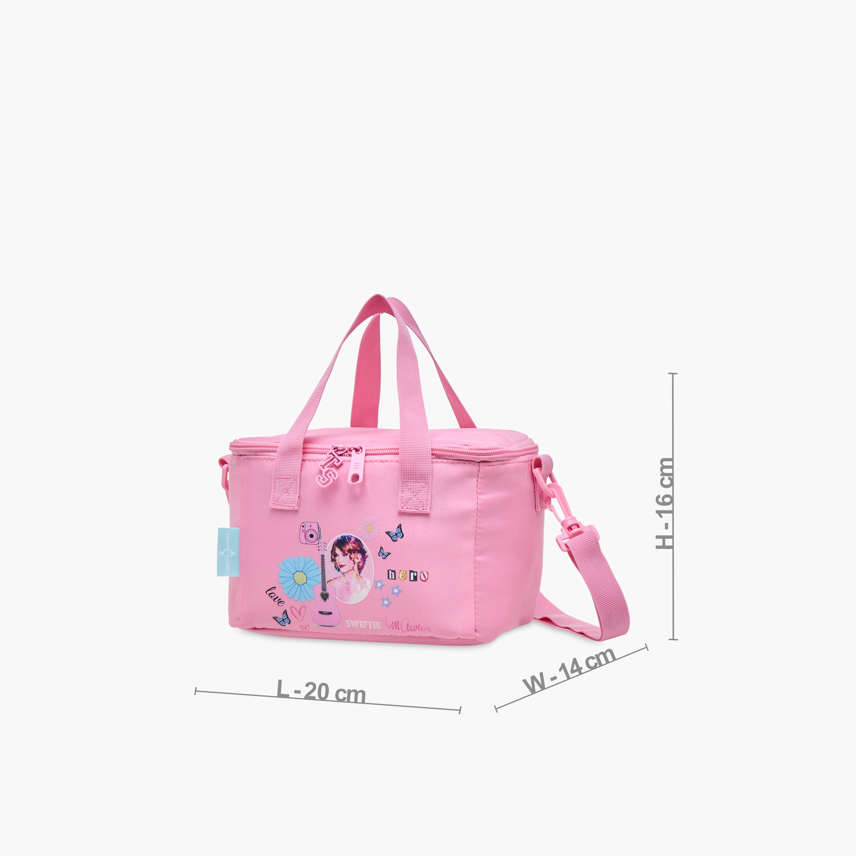 Celebrity Icons Taylor Swift Print Lunch Bag with Adjustable Strap and Zip Closure-school-lunchessentials-lunchbags-image-2