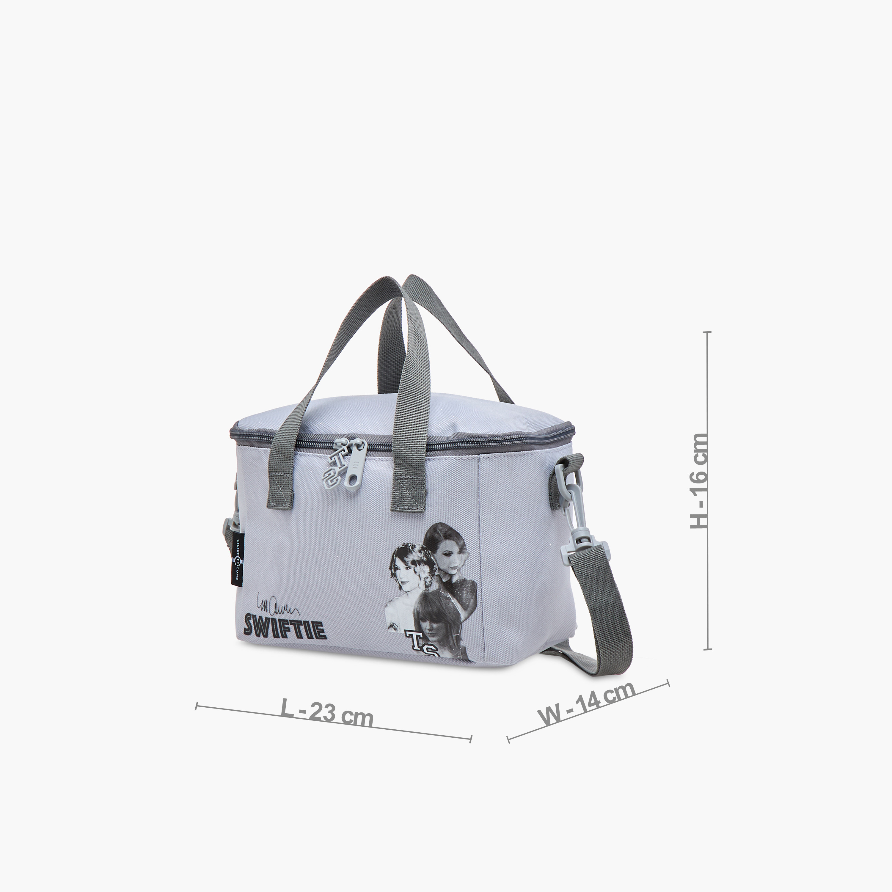 Celebrity Icons Taylor Swift Print Lunch Bag with Adjustable Strap and Zip Closure-school-lunchessentials-lunchbags-image-2