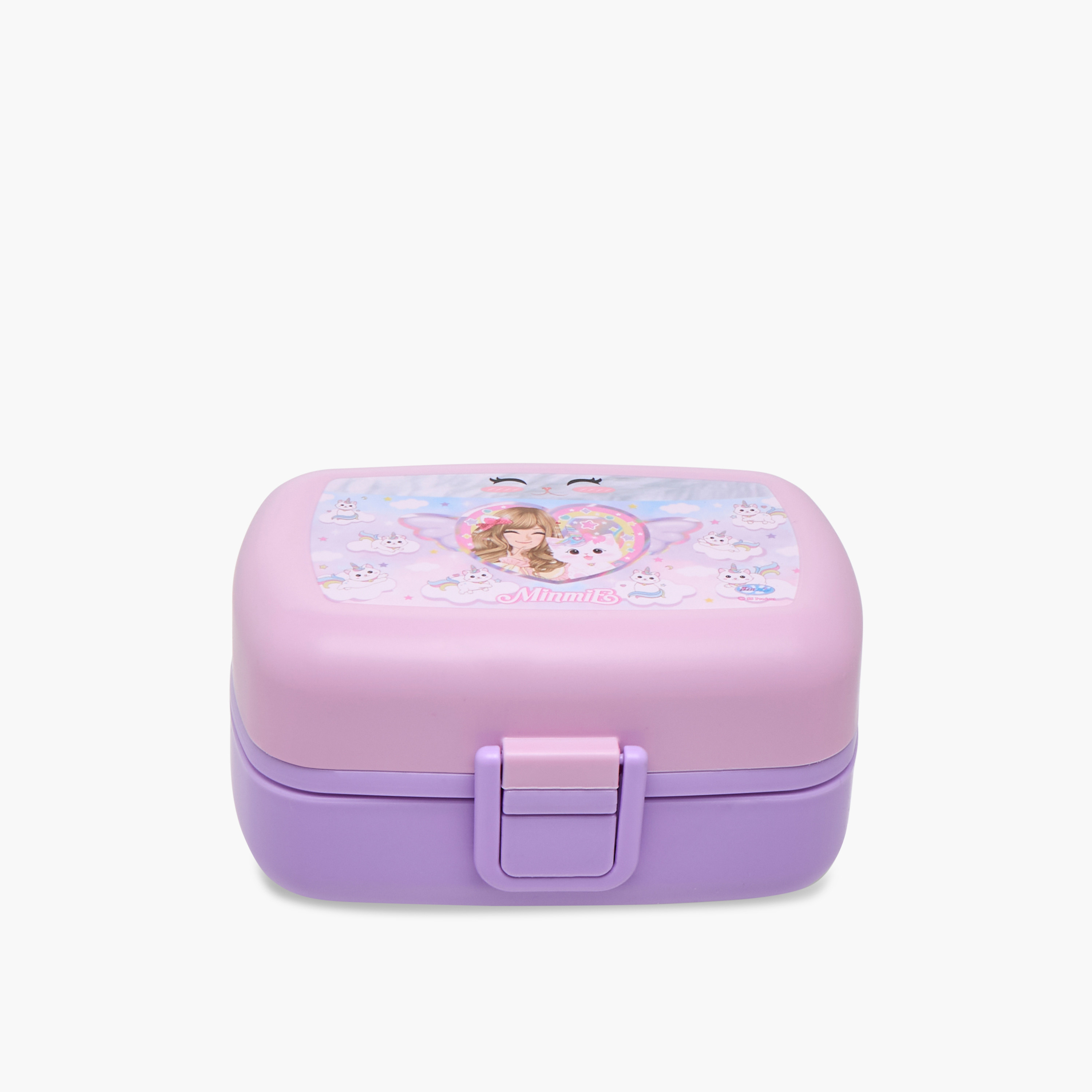 Minmie Caticorn Print Sectioned Lunch Box with Cutlery-school-lunchessentials-lunchboxes-image-1