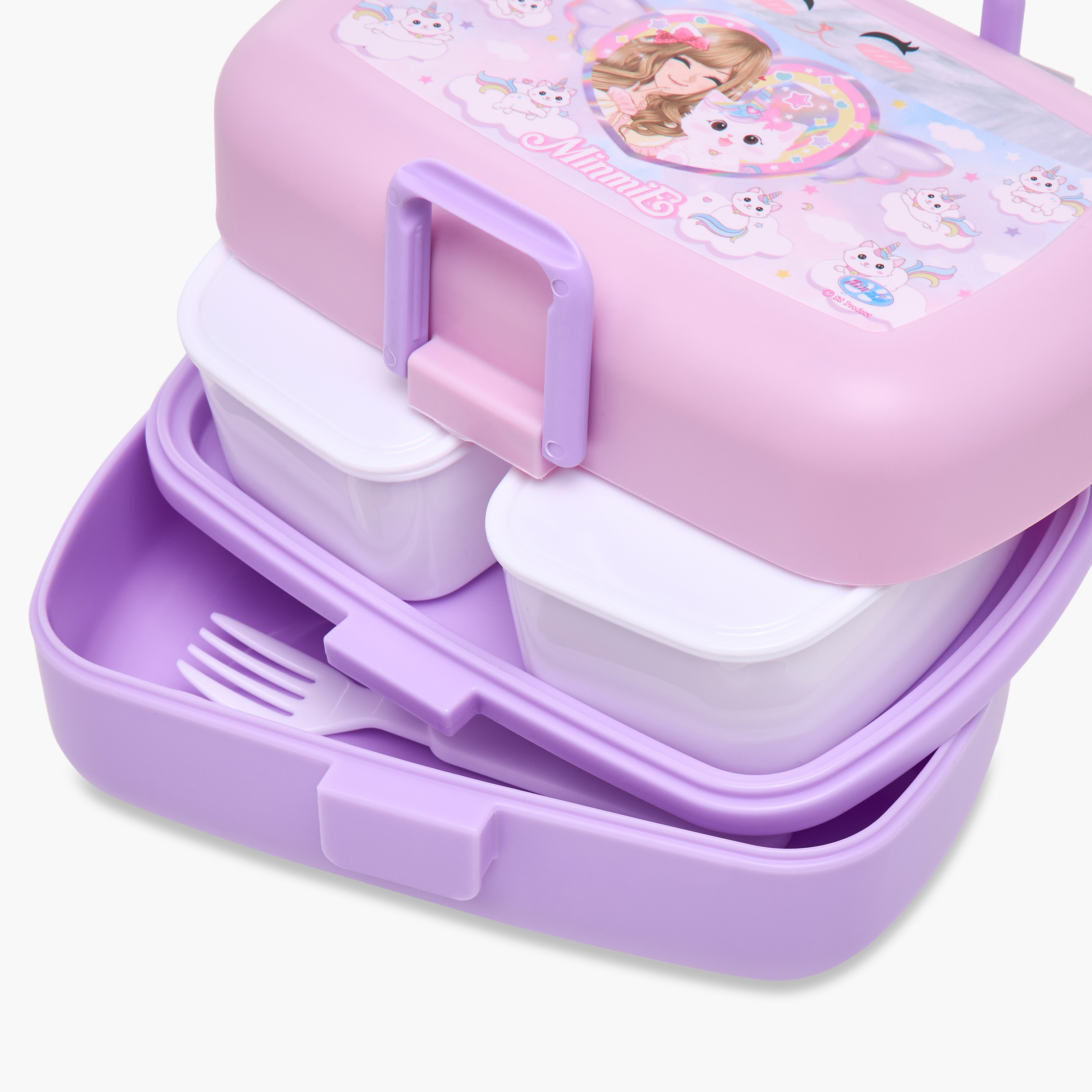 Minmie Caticorn Print Sectioned Lunch Box with Cutlery-school-lunchessentials-lunchboxes-image-5