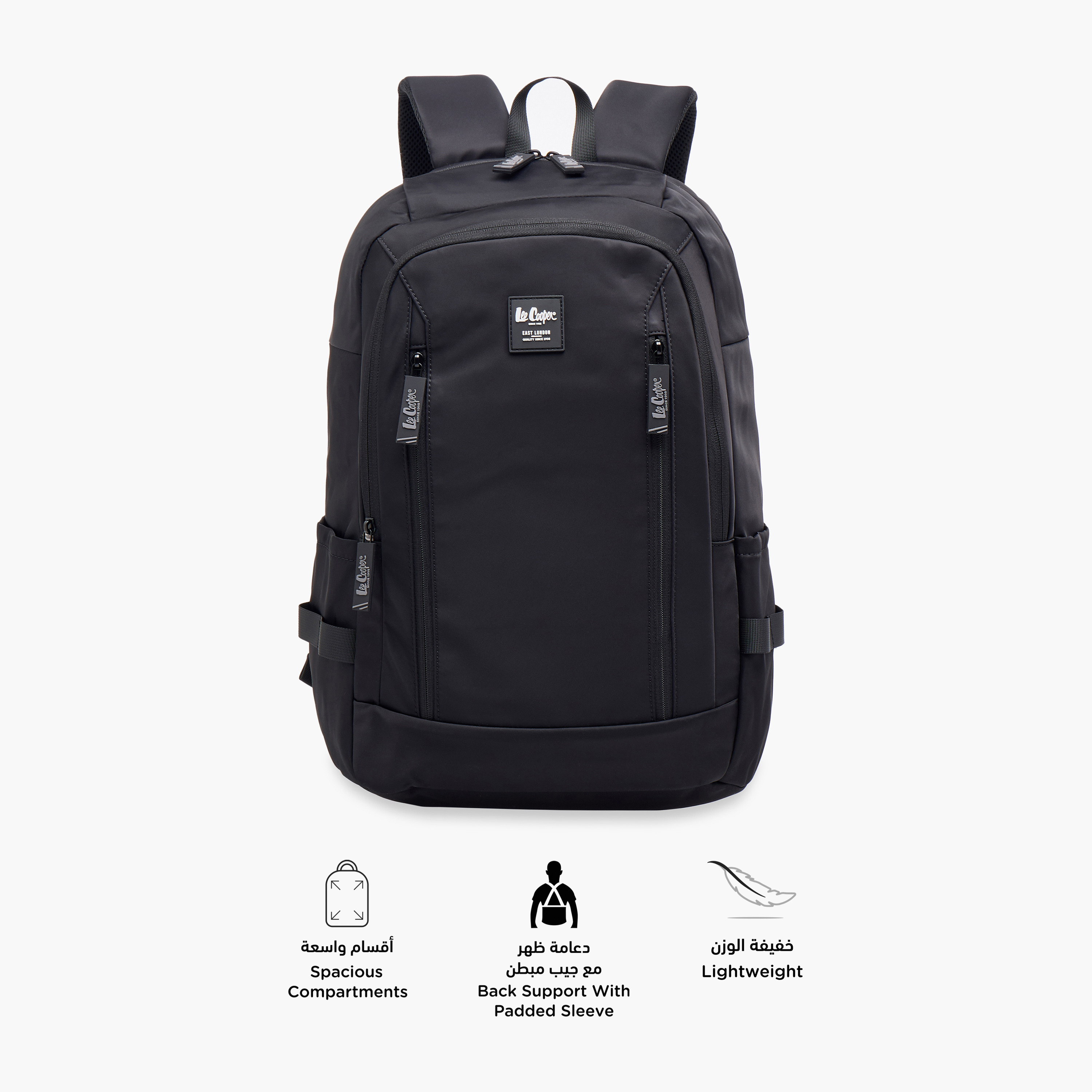 Lee Cooper Solid Backpack with Adjustable Straps and Zip Closure - 19x35x50 cm-school-bagsandbackpacks-backpacks-image-6