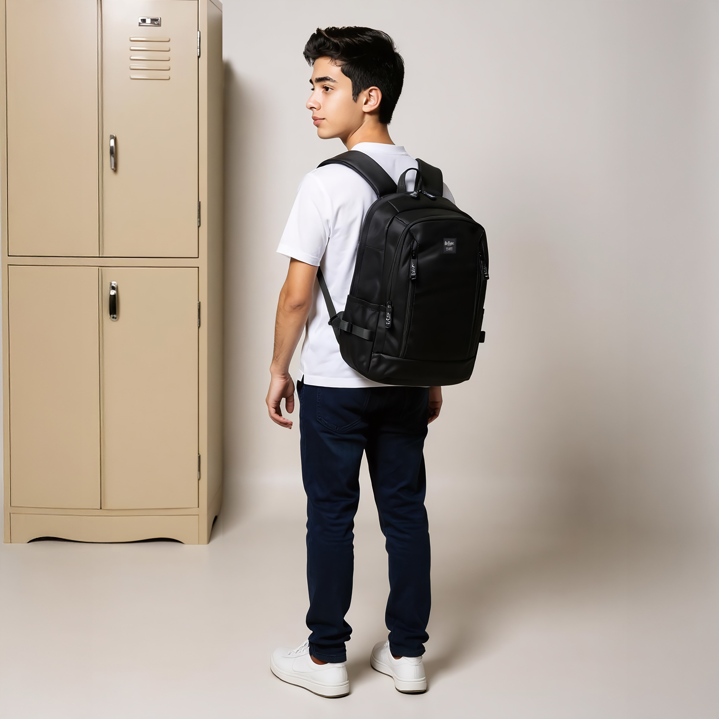 Lee Cooper Solid Backpack with Adjustable Straps and Zip Closure - 19x35x50 cm-school-bagsandbackpacks-backpacks-image-2