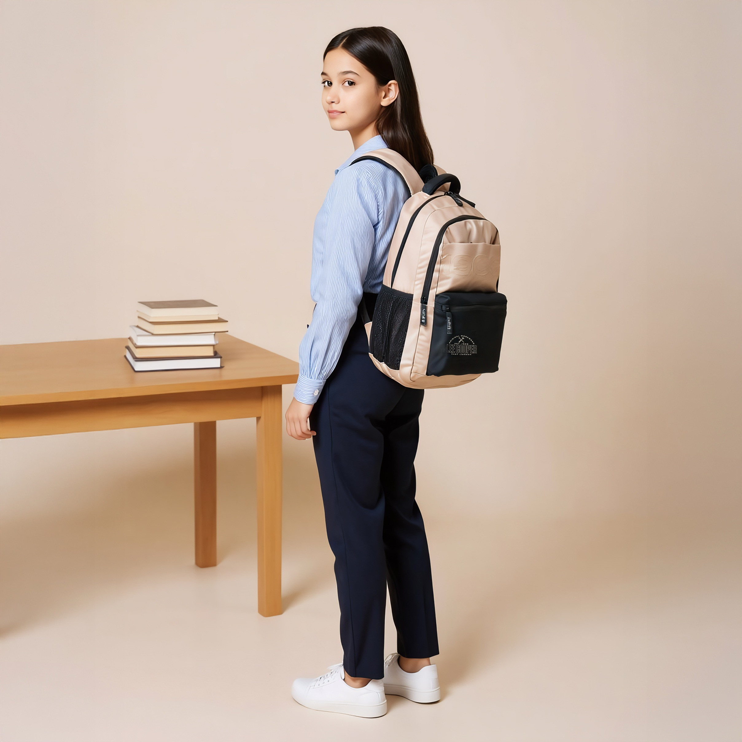 Lee Cooper Logo Print Backpack with Adjustable Straps and Zip Closure - 18x33x47 cm-school-bagsandbackpacks-backpacks-image-2