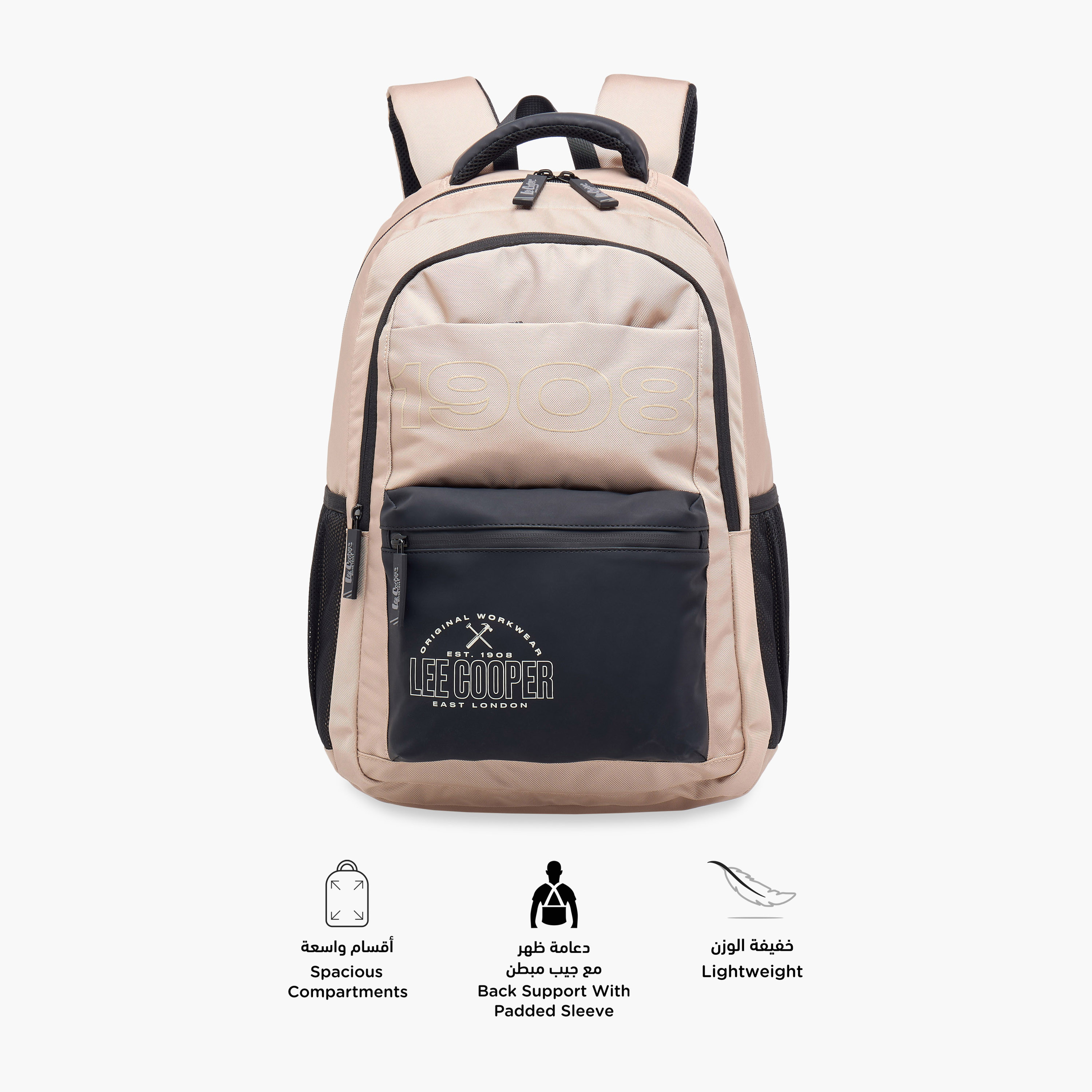 Lee Cooper Logo Print Backpack with Adjustable Straps and Zip Closure - 18x33x47 cm-school-bagsandbackpacks-backpacks-image-5