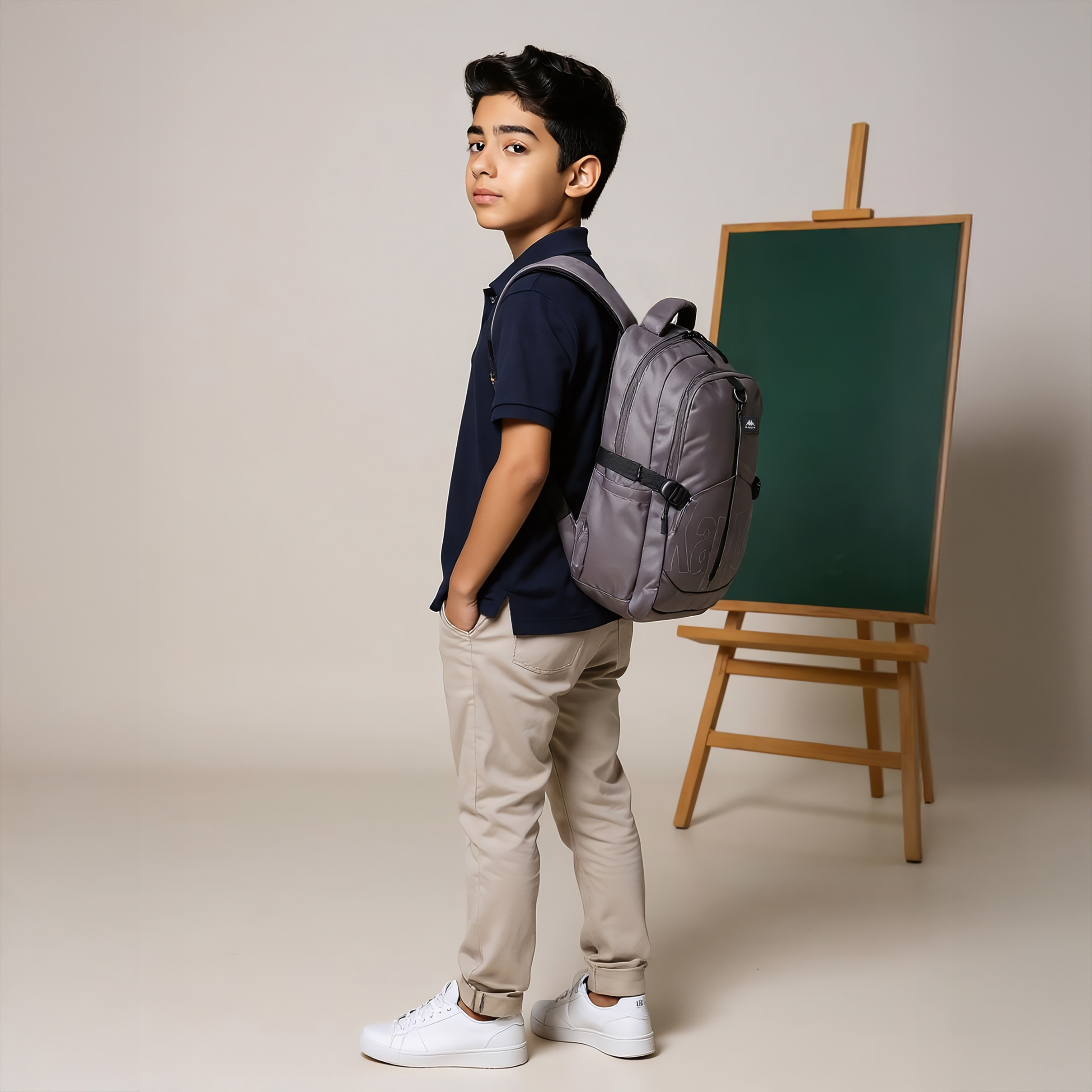 شنطة ظهر مدرسية بأحزمة قابلة للتعديل وسحاب إغلاق وطبعات الشعار من كابا - 17×35×48 سم-boys-accessories-bagsandbackpacks-image-2