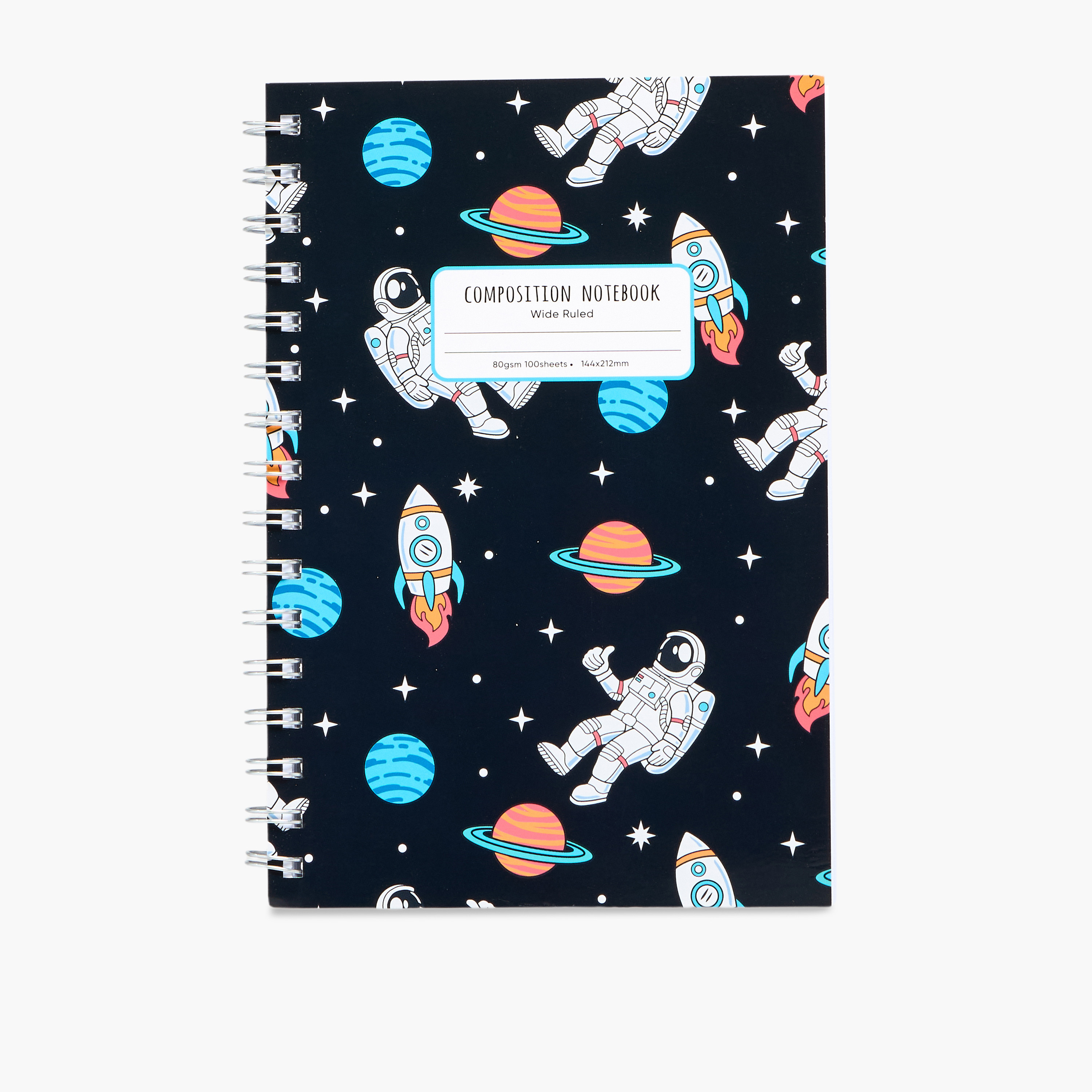 Astronaut Print A5 100-Page Ruled Spiral Notebook-school-stationery-notebooks-image-1