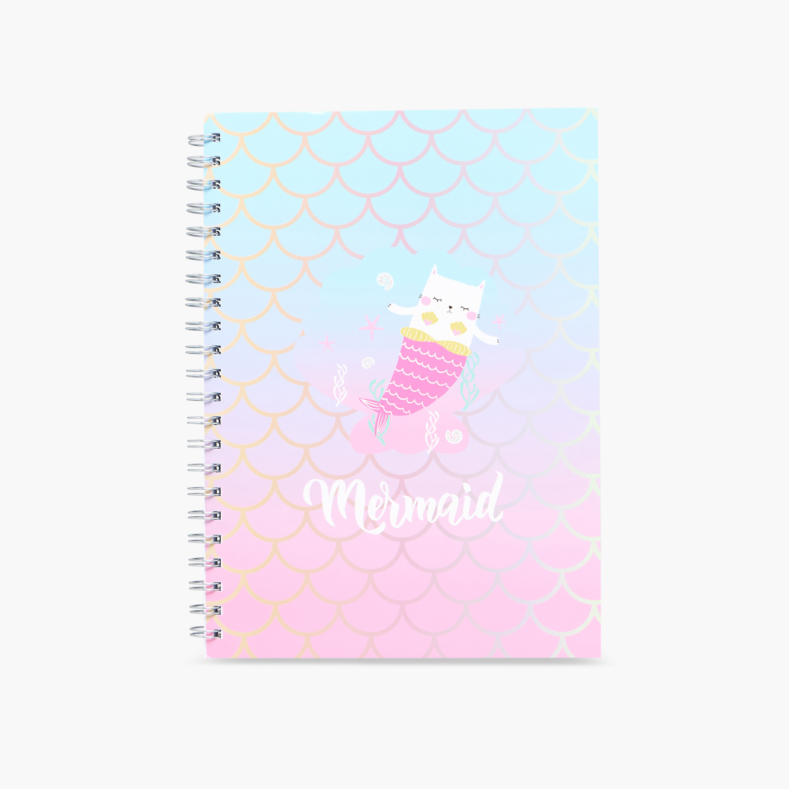 Mermaid Print A4 Ruled Spiral Notebook-school-stationery-notebooks-image-1