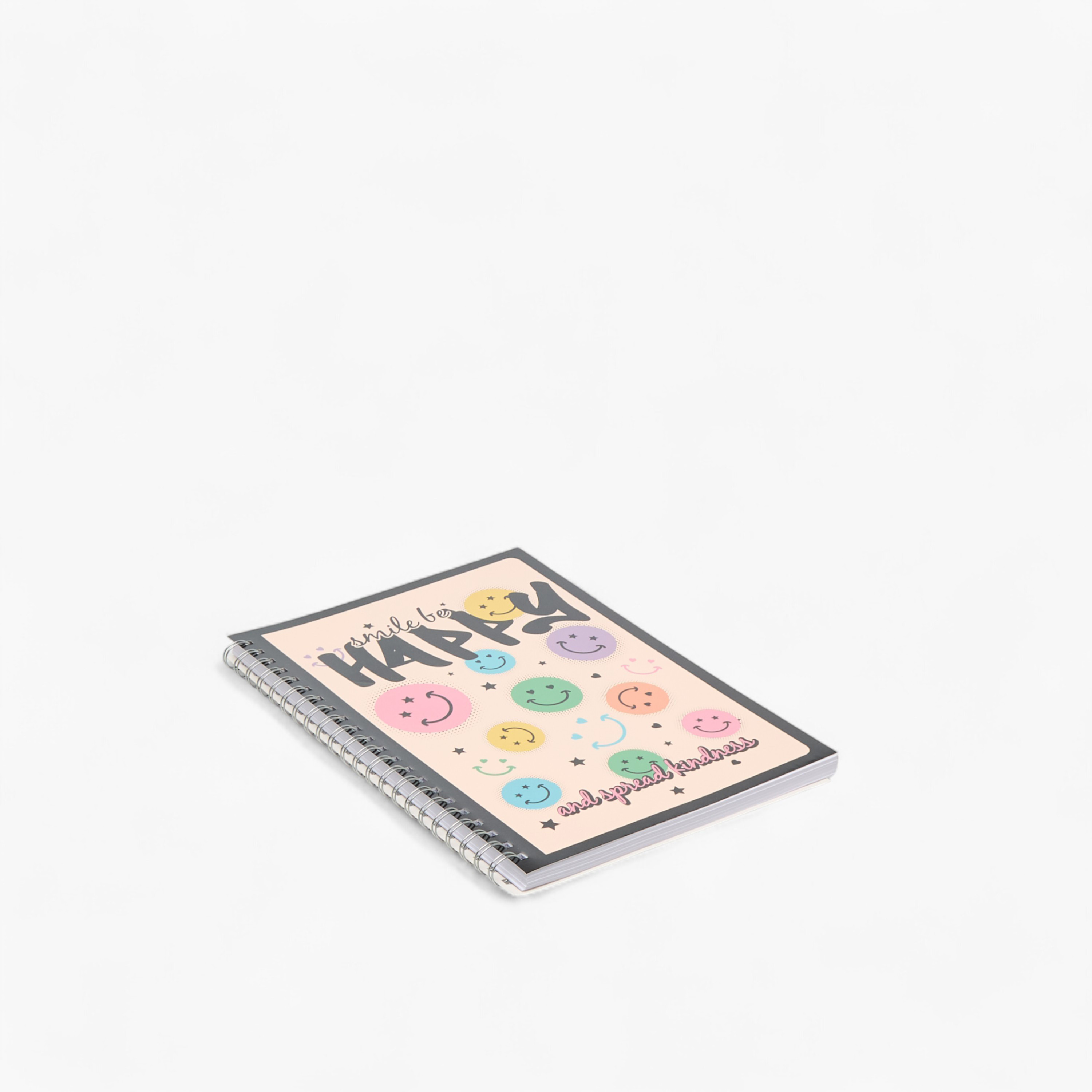 Smiley Print Spiral Bound Ruled A4 Notebook-school-stationery-notebooks-image-1