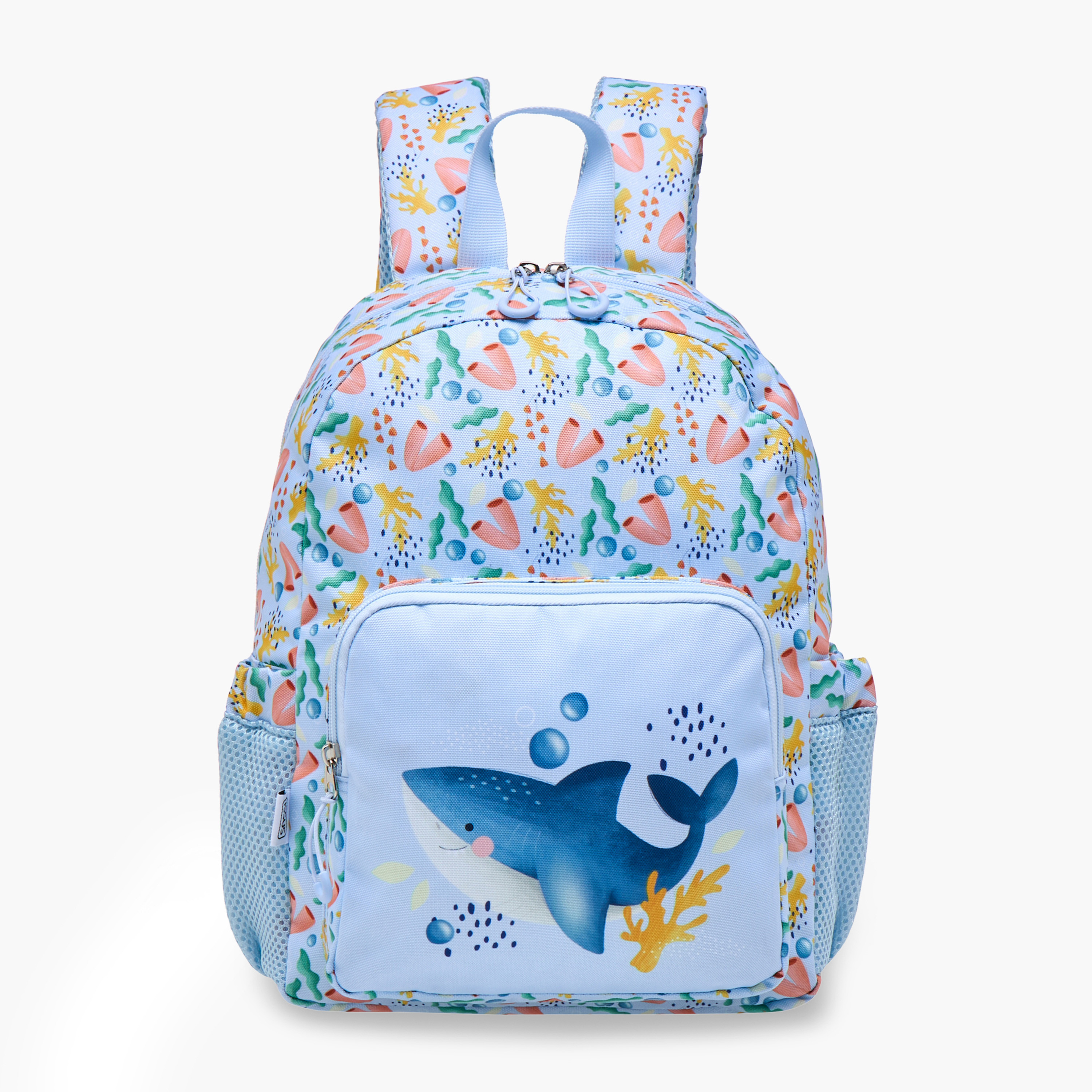 شنطة ظهر بأحزمة قابلة للتعديل وسحاب إغلاق وطبعات قرش من ساسي - 14 بوصة-school-bagsandbackpacks-backpacks-image-1
