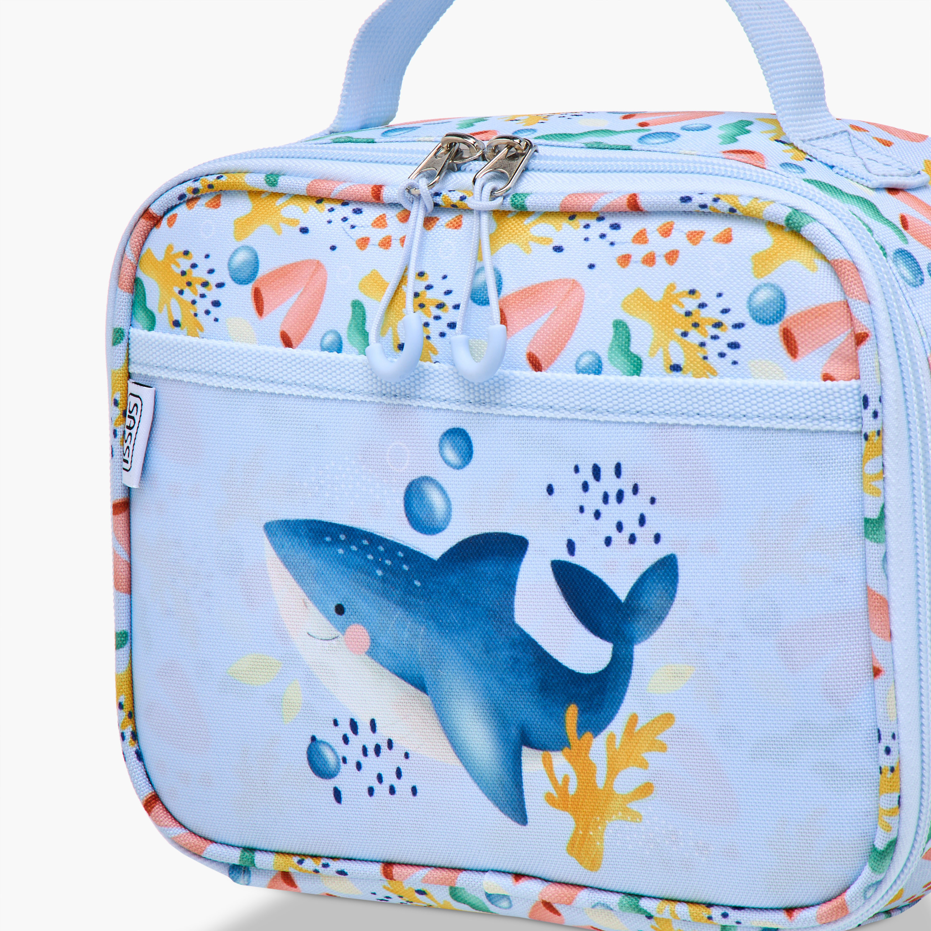 Sassi Shark Print Lunch Bag with Zip Closure-school-lunchessentials-lunchbags-image-4
