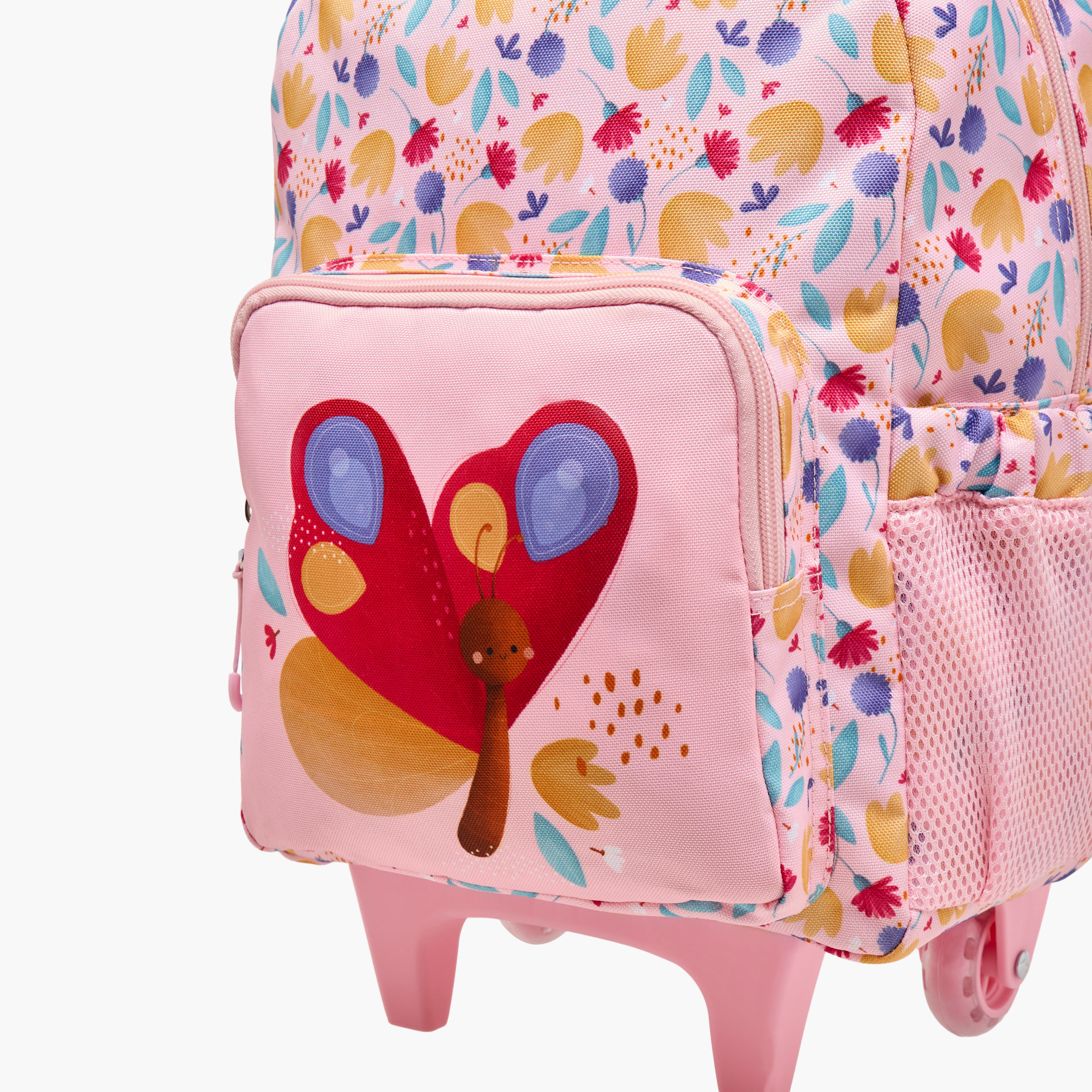 Sassi Butterfly Trolley Bag for Girls 2-5 Years with Laptop Compartment -school-bagsandbackpacks-trolleybags-image-9