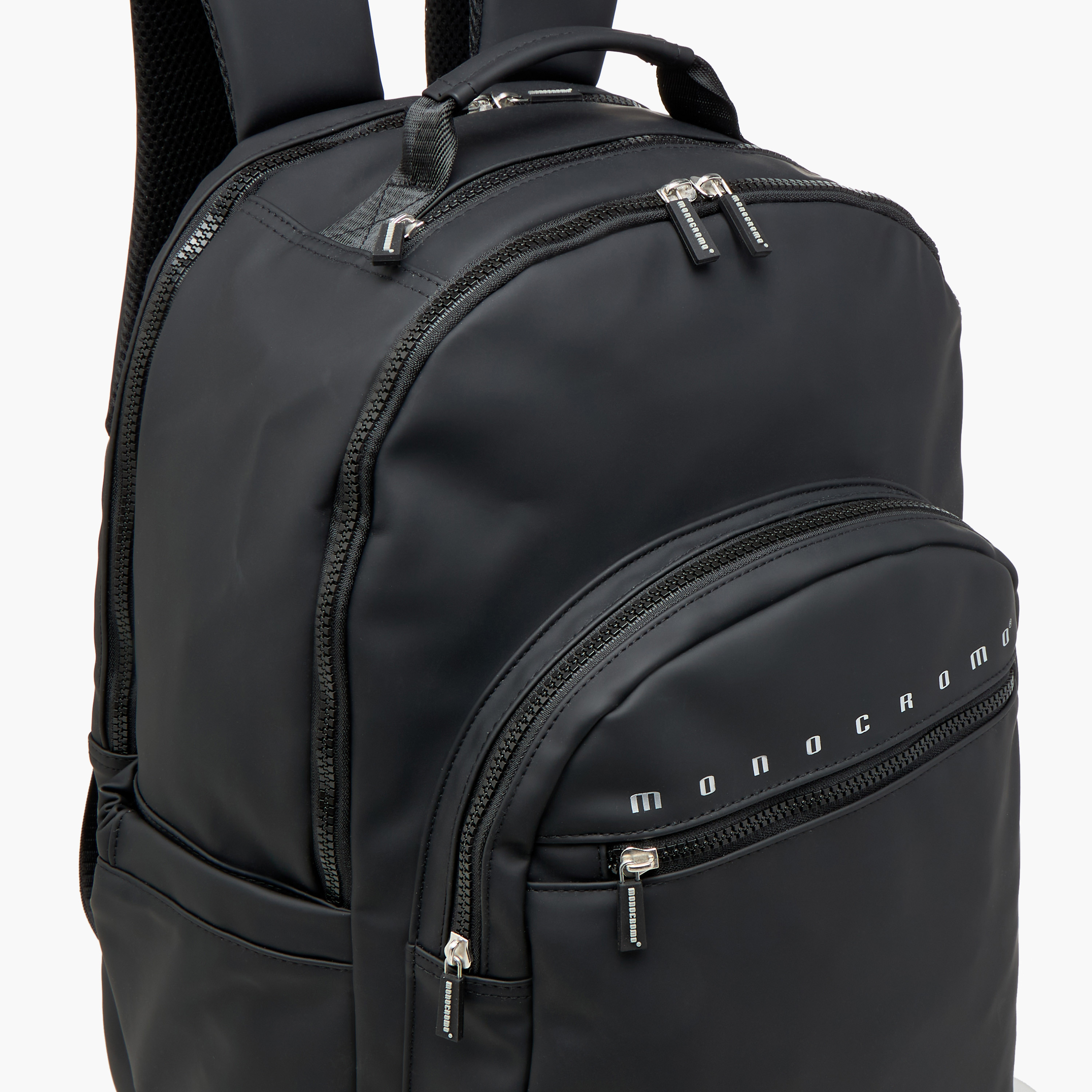 Monocromo Logo Print Backpack with Zip Closure and Laptop Compartment - 45x32x18 cms-promo_LS20_OMN-image-9