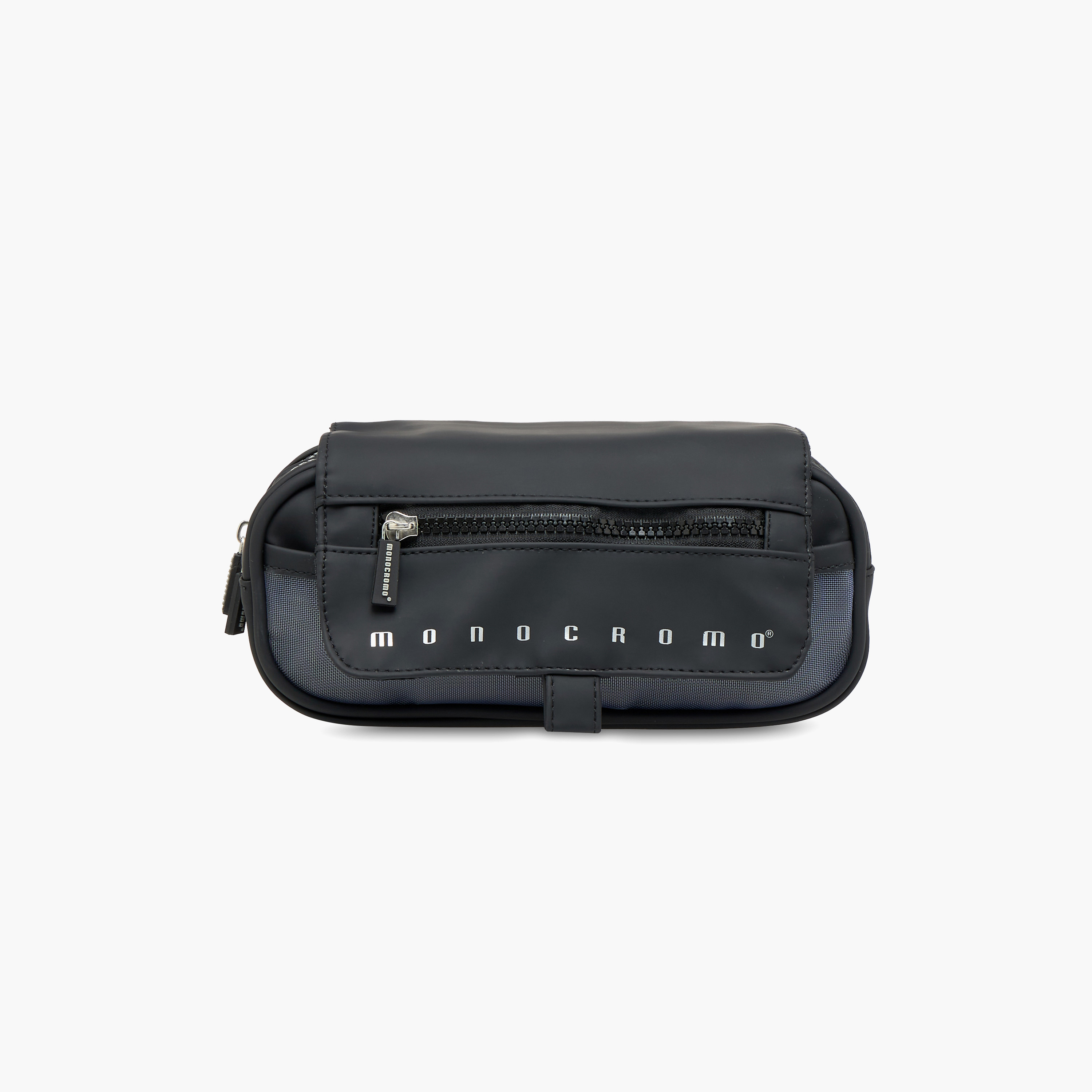 Monocromo Solid 3-Compartment Pencil Pouch with Zip Closure-school-stationery-pencilcases-image-1