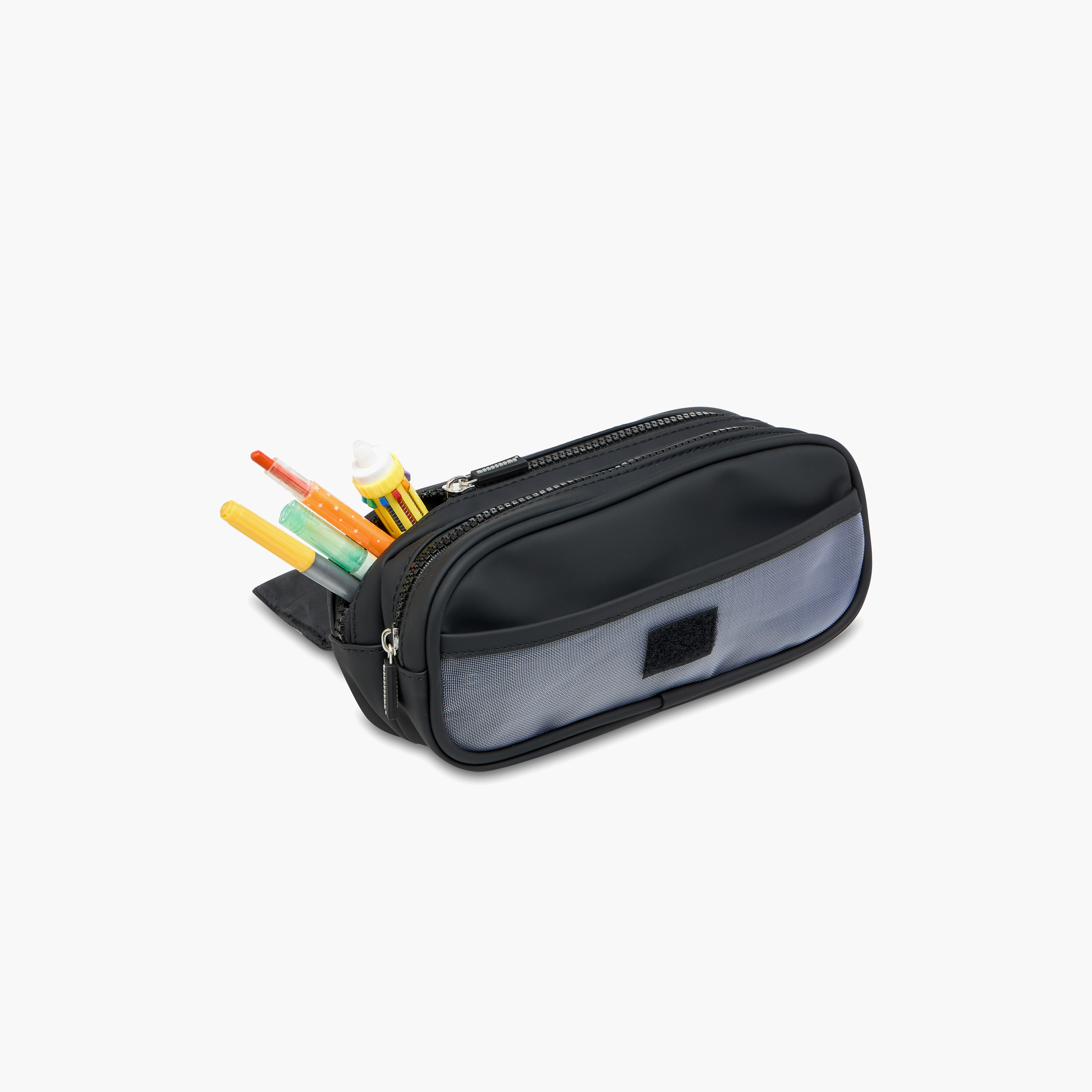 Monocromo Solid 3-Compartment Pencil Pouch with Zip Closure-school-stationery-pencilcases-image-5