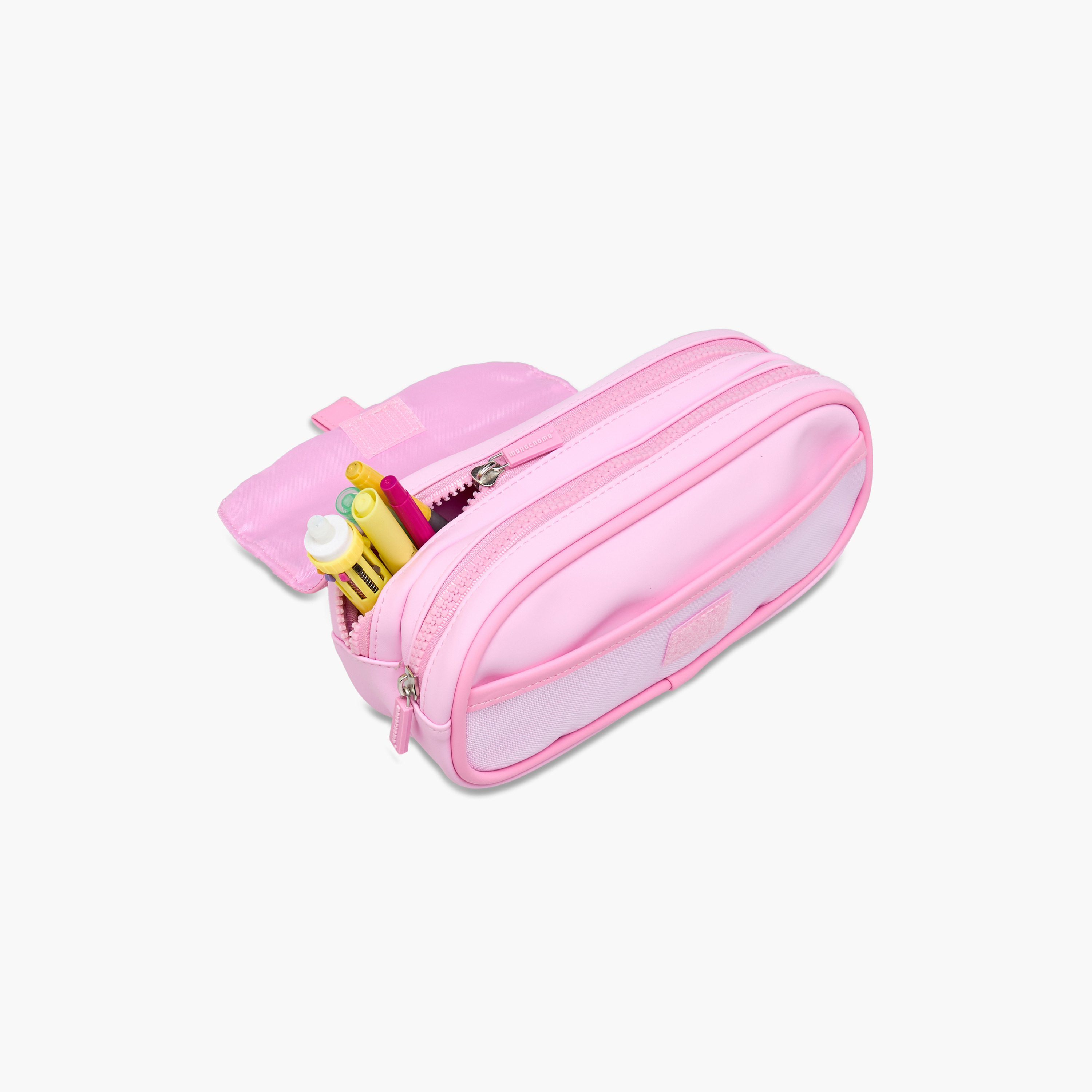 Monocromo Solid 3-Compartment Pencil Pouch with Zip Closure-school-stationery-pencilcases-image-5