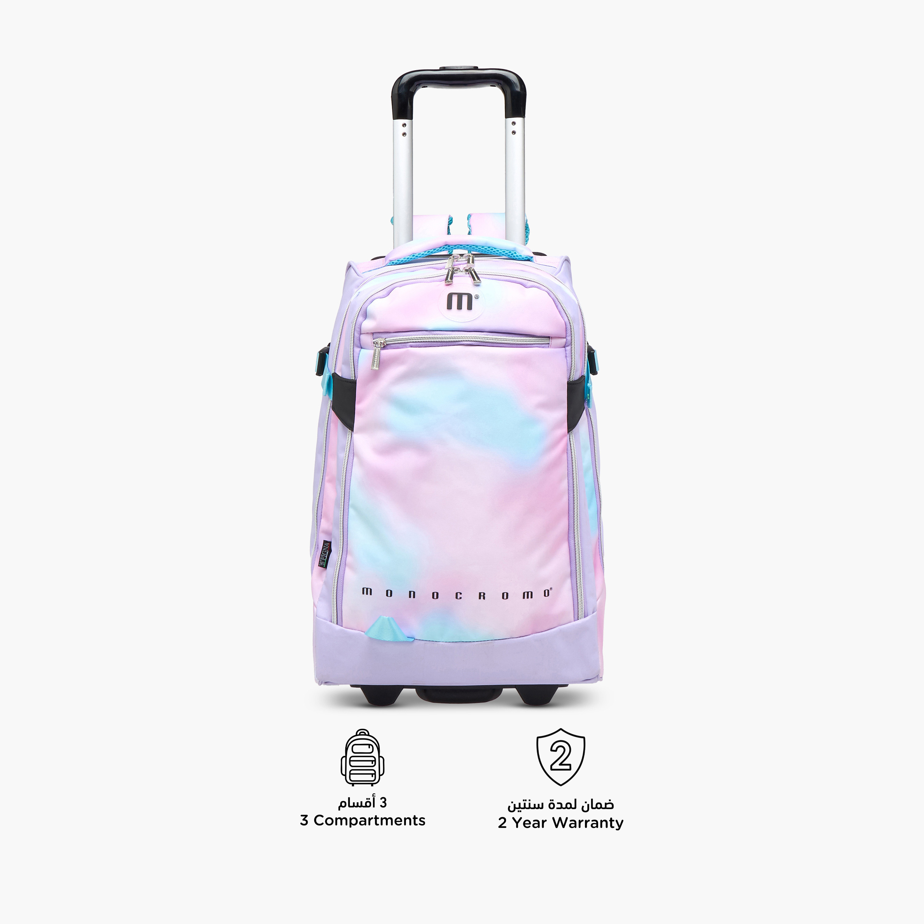 Monocromo Tie and Dye Trolley Bag for Girls 8-13 Years with Retractable Handle -school-bagsandbackpacks-trolleybags-image-4