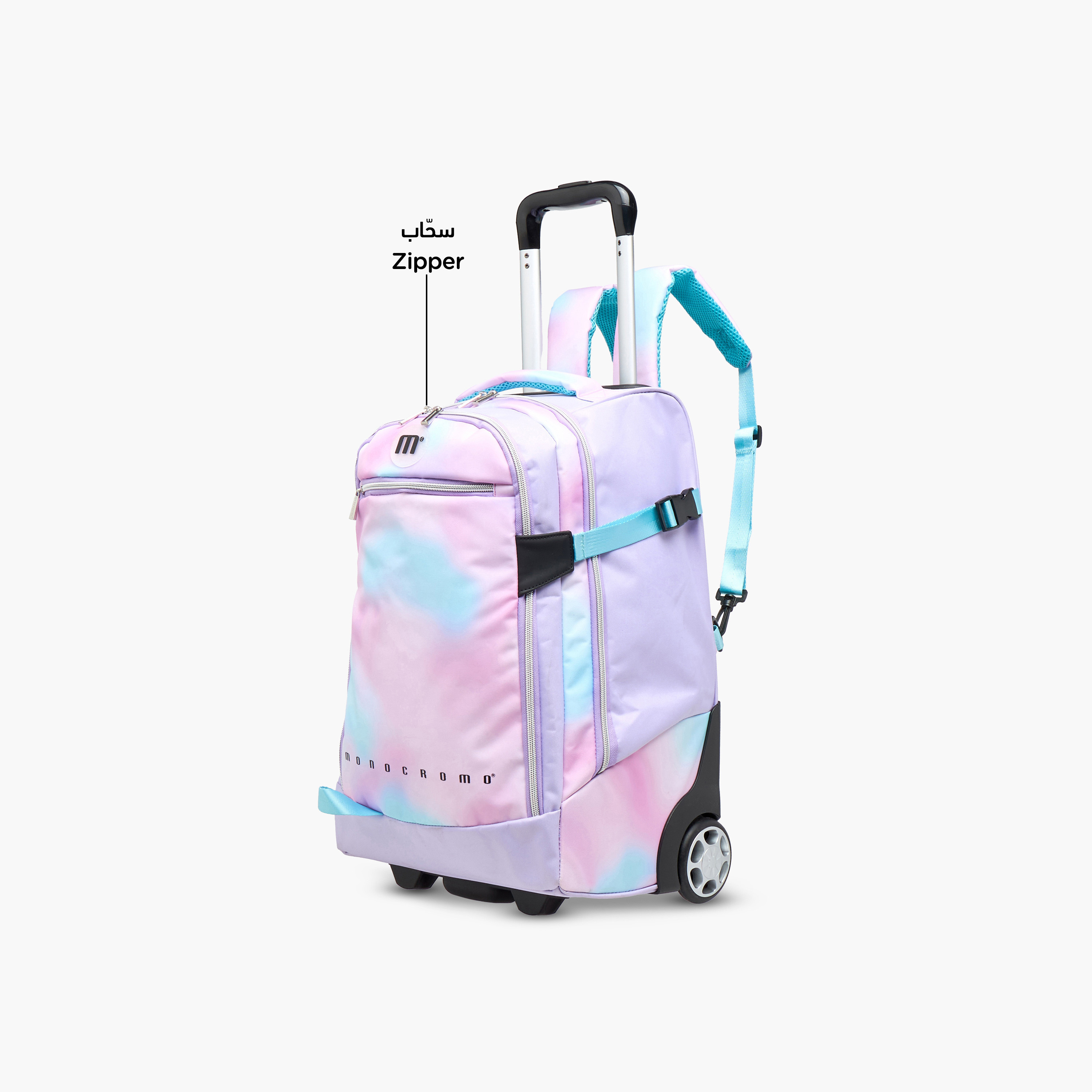 Monocromo Tie and Dye Trolley Bag for Girls 8-13 Years with Retractable Handle -school-bagsandbackpacks-trolleybags-image-6