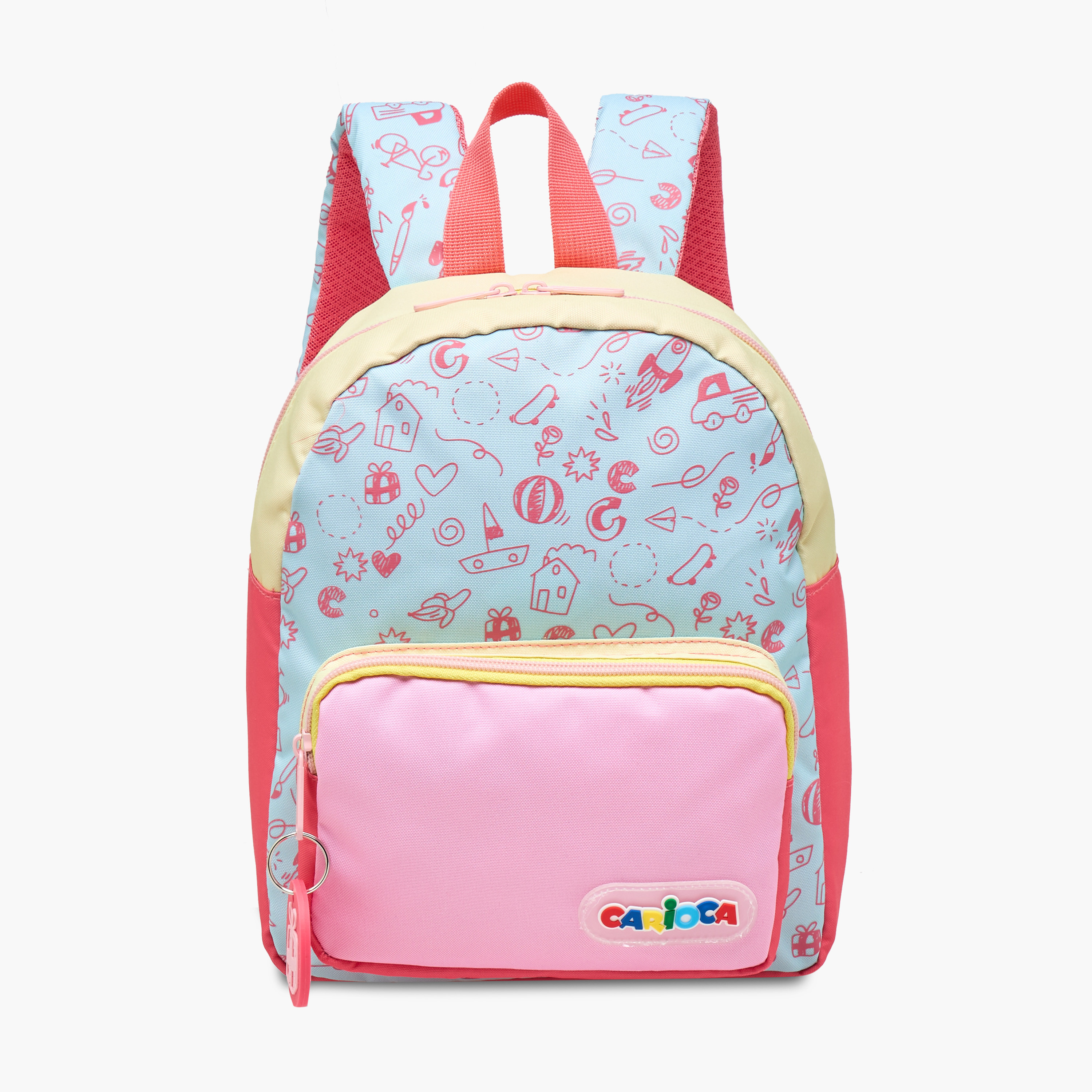Carioca Doodle Print Backpack with Zip Closure and Laptop Compartment - 28x23x12 cms-school-bagsandbackpacks-backpacks-image-1