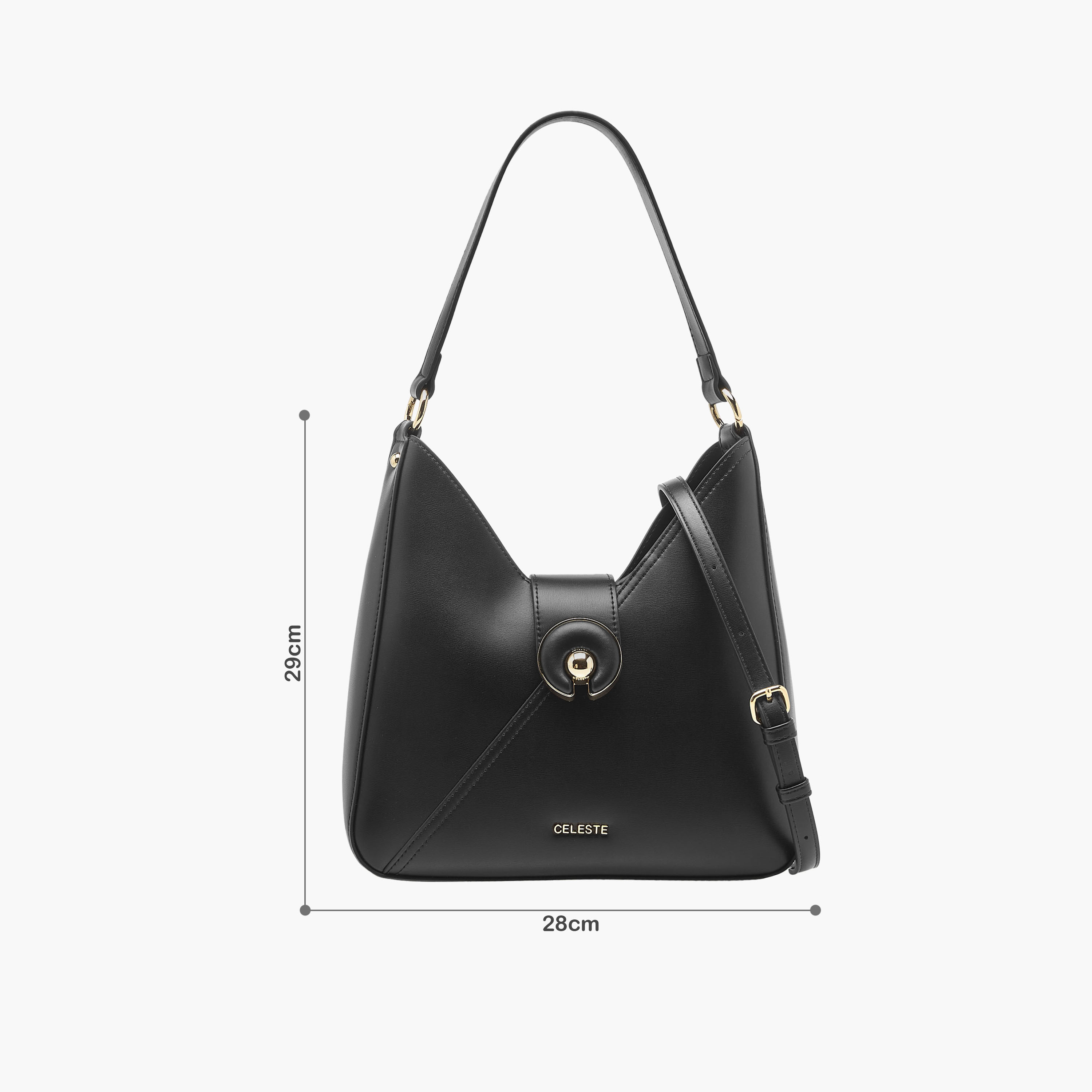 شنطة هوبو سادة بحزام قابل للتعديل وزر إغلاق من سيليست-women-bagsandwallets-handbags-image-8