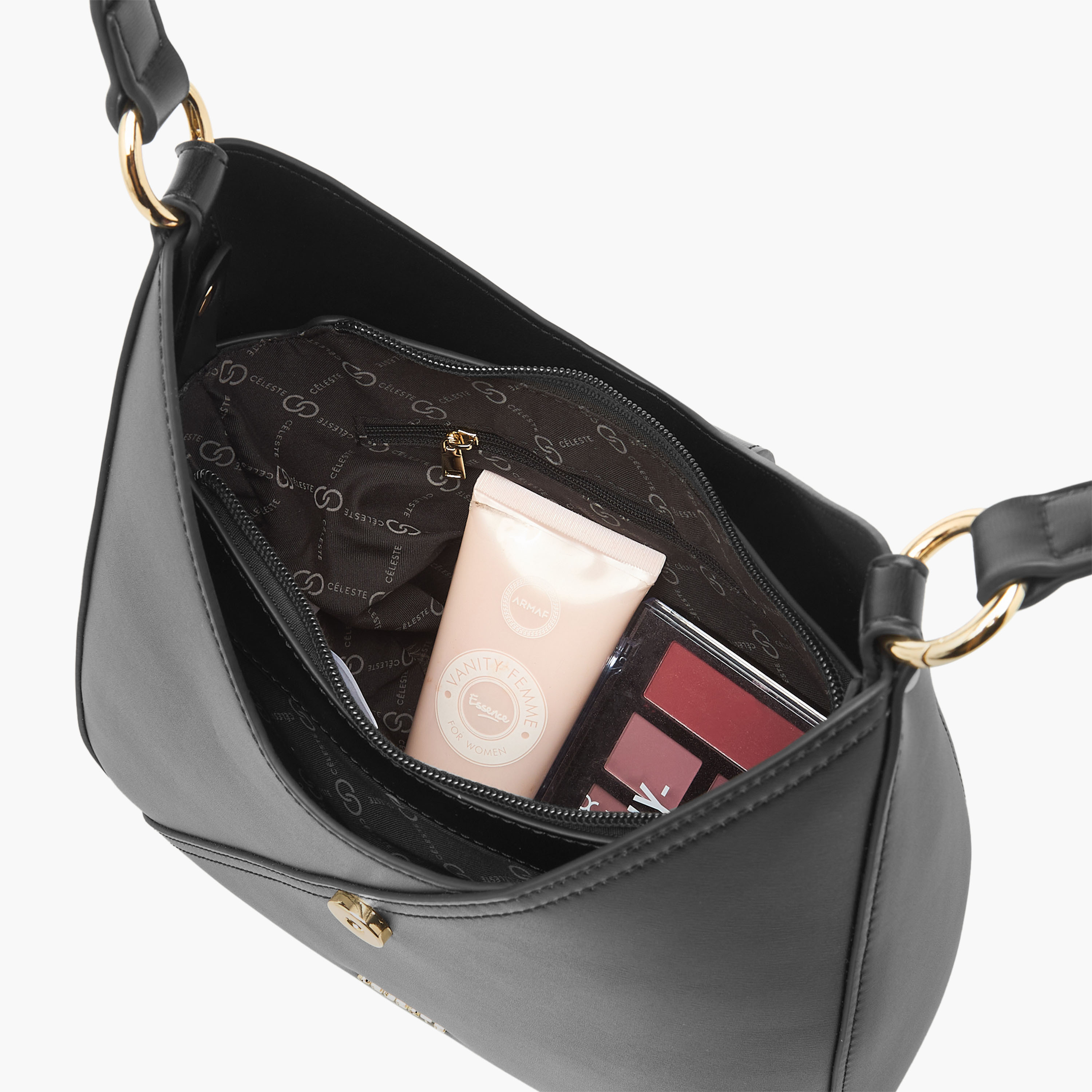 شنطة هوبو سادة بحزام قابل للتعديل وزر إغلاق من سيليست-women-bagsandwallets-handbags-image-1