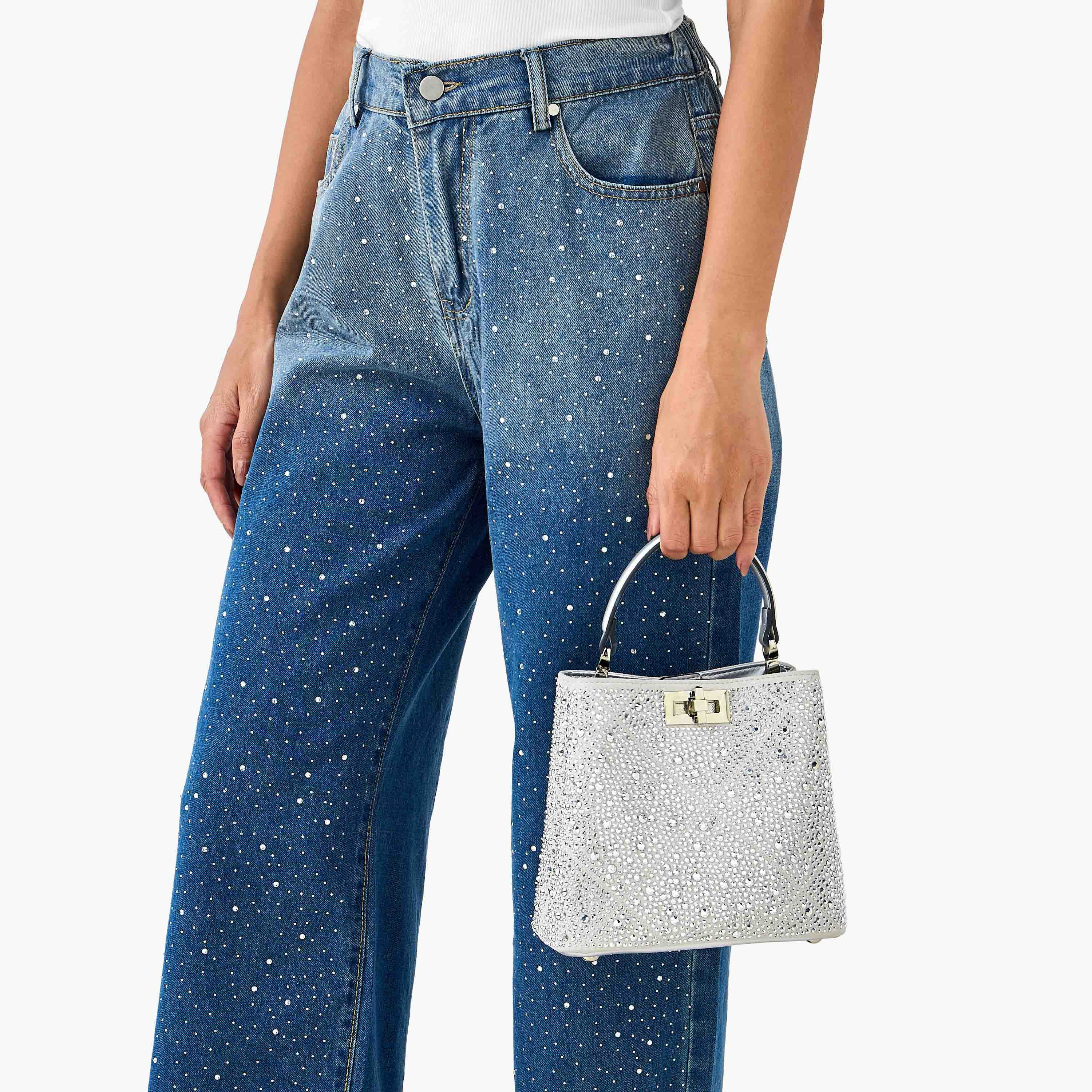 Celeste Embellished Shoulder Bag with Adjustable Strap and Twist Lock Closure-women-bagsandwallets-handbags-image-8