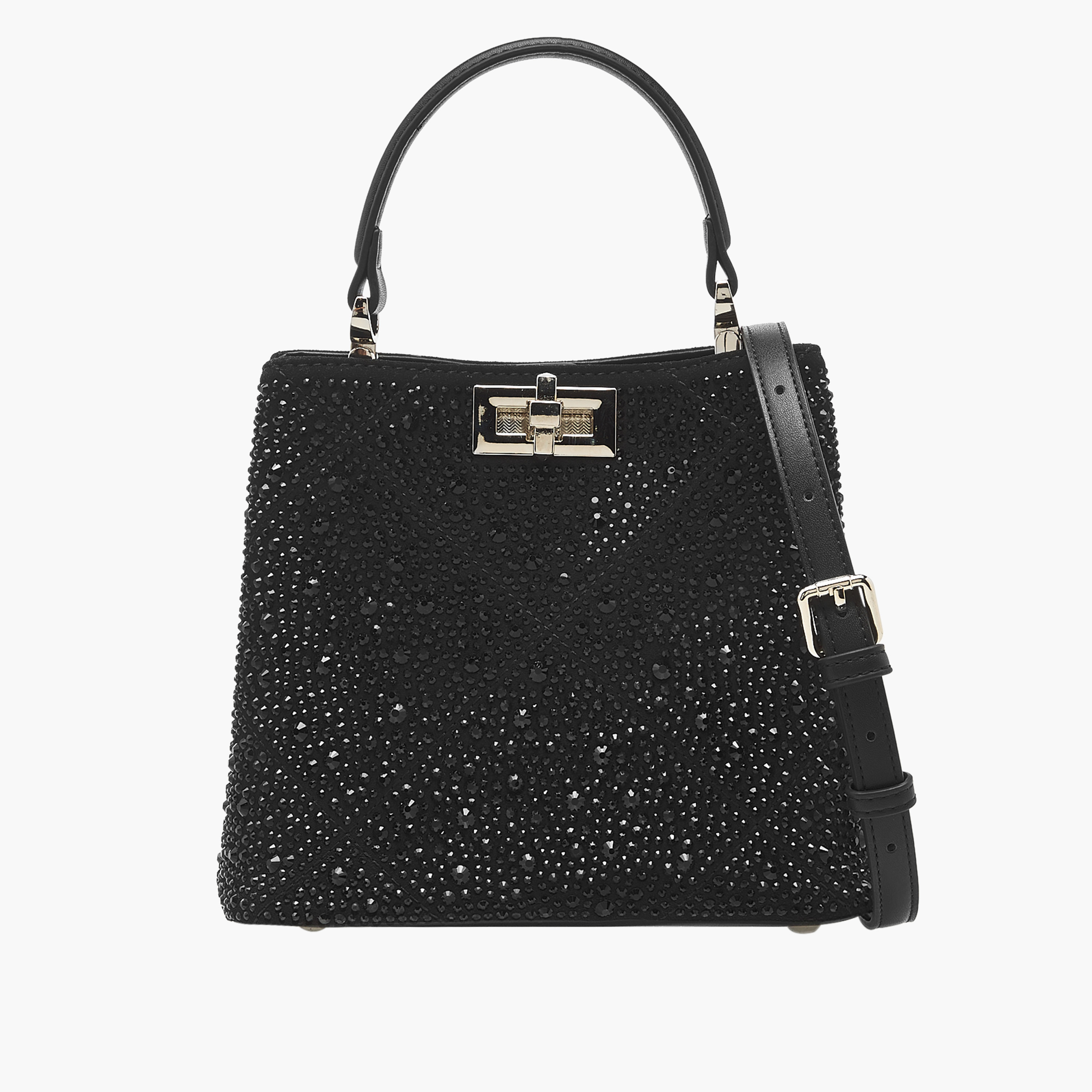 شنطة كتف مزينة بحزام قابل للتعديل وقفل إغلاق من سيليست-women-bagsandwallets-handbags-image-1
