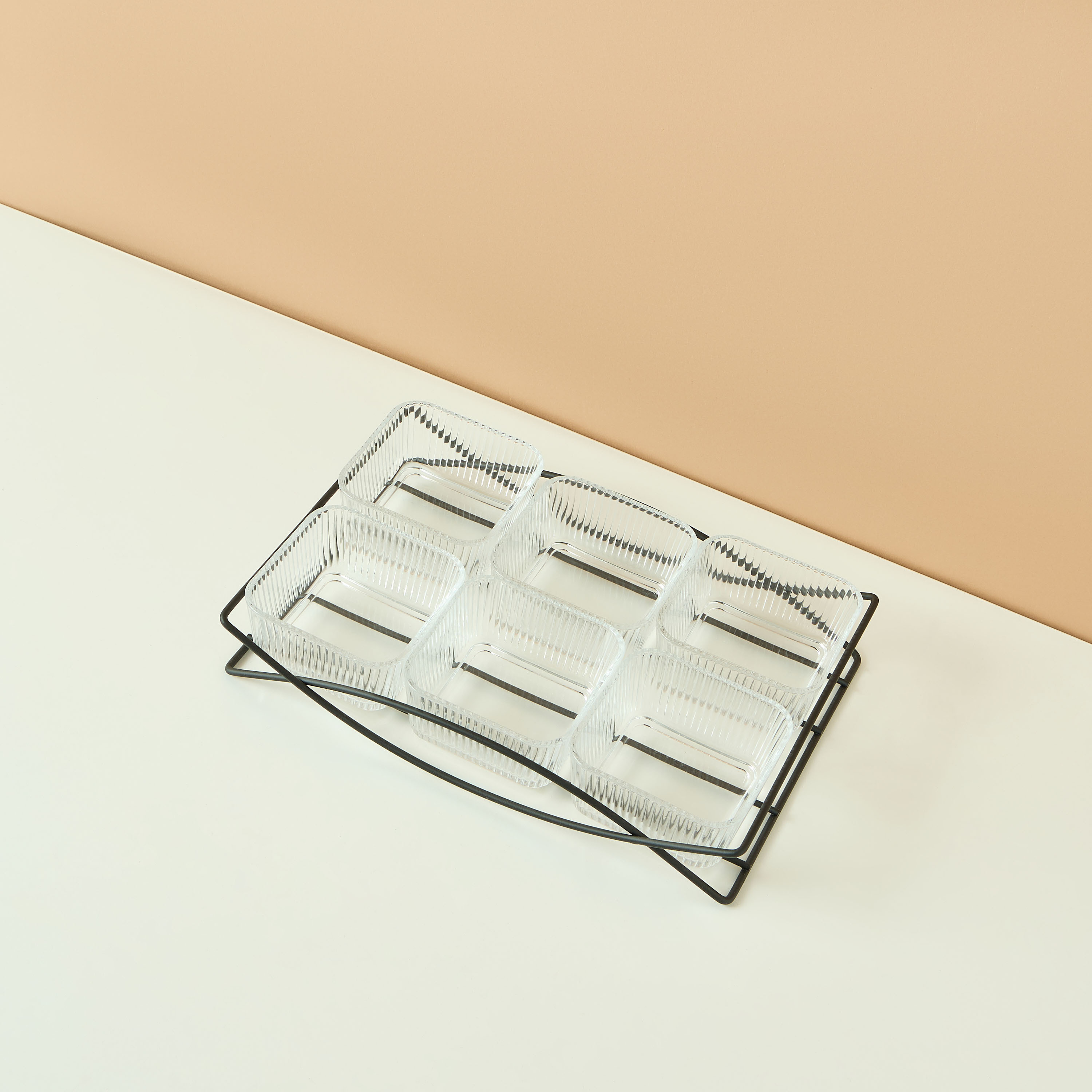 Ribbed 6-Piece Glass Serving Bowl Set with Stand-household-dining-serveware-chipsanddip-image-3