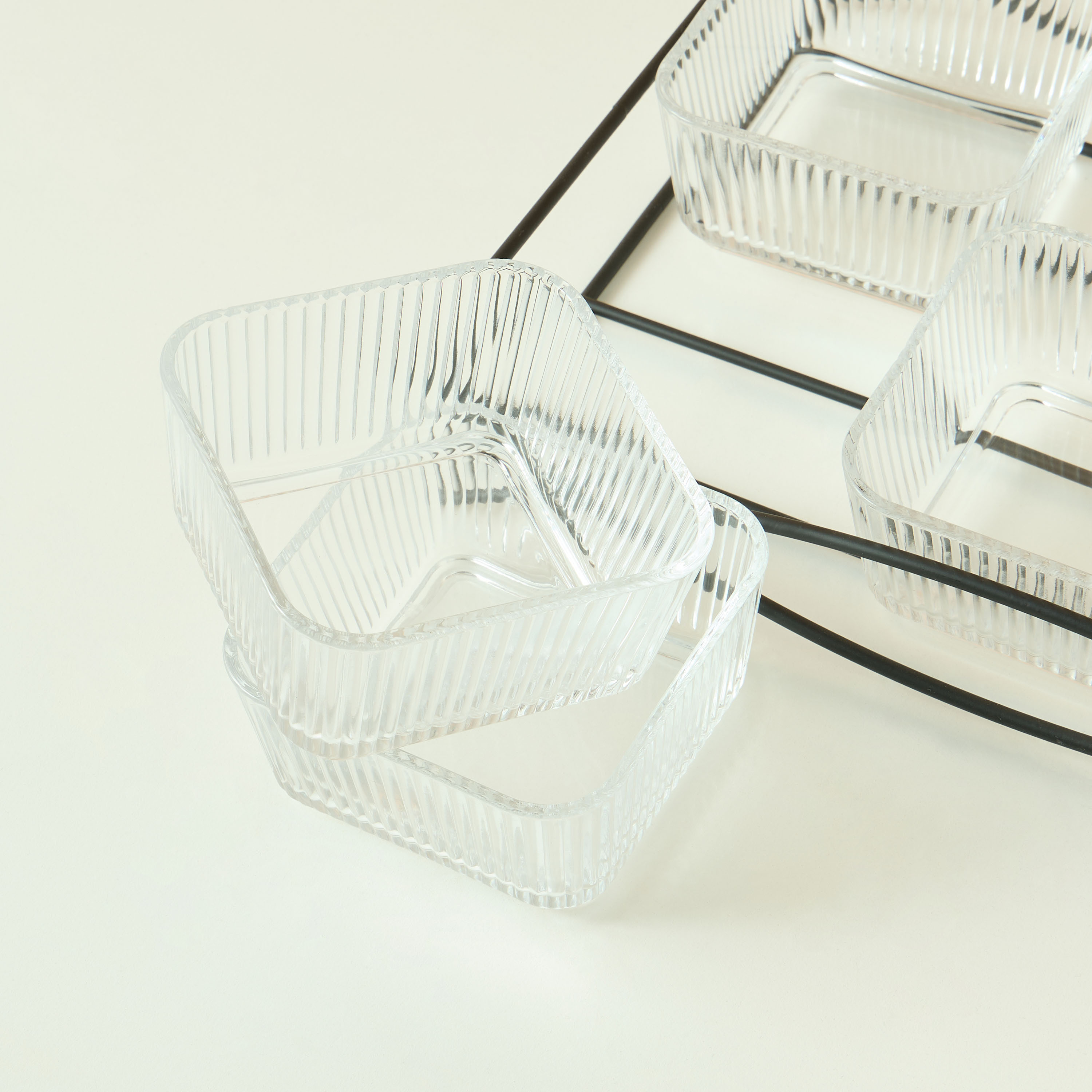 Ribbed 6-Piece Glass Serving Bowl Set with Stand-household-dining-serveware-chipsanddip-image-4