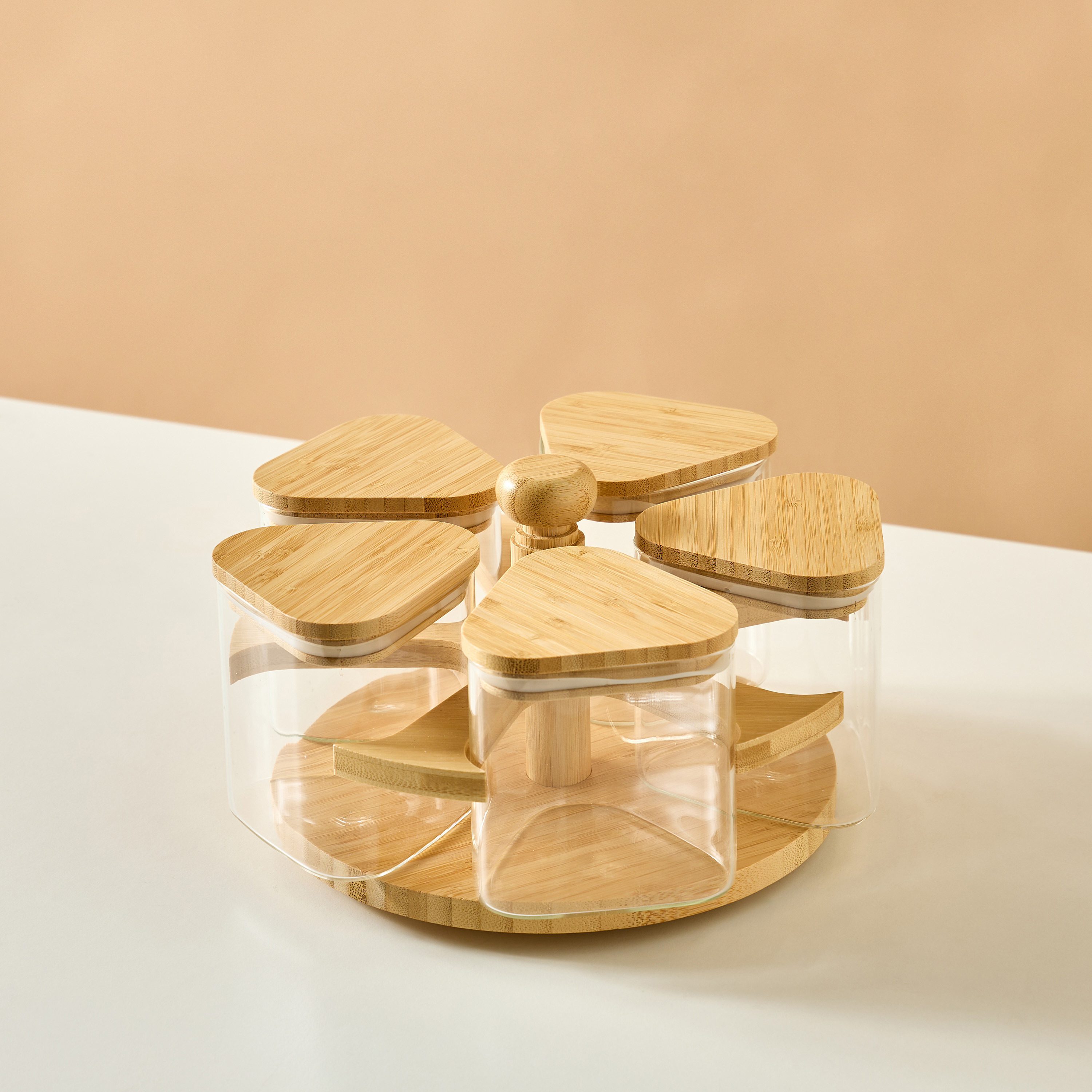Solid 5-Piece Borosilicate Glass Jar and Rack Set-household-kitchen-foodstorage-containers-image-2