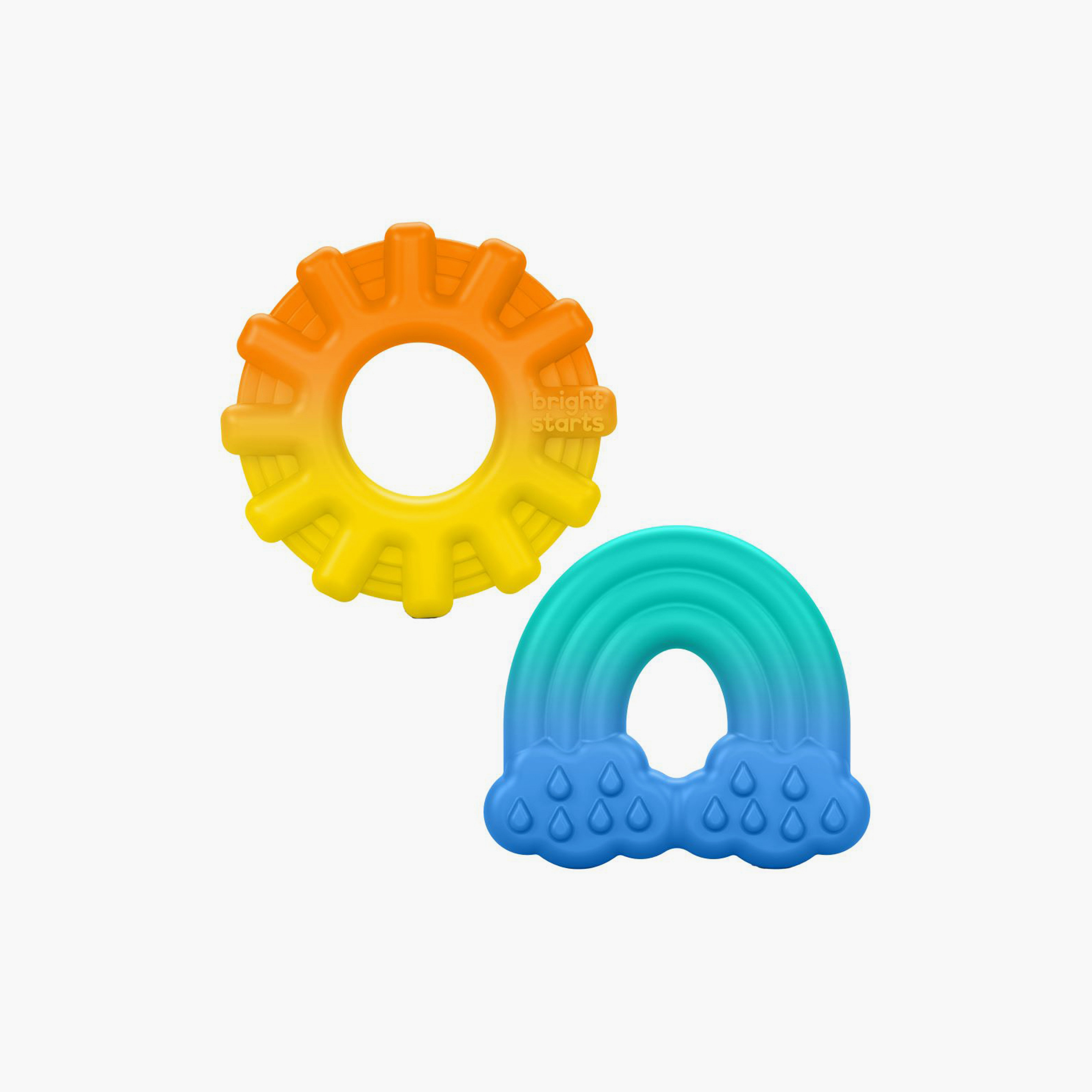 Bright Starts 2-Piece Chance of Smiles Silicone Teethers - Sun & Rainbow - 3 Months+-baby-feeding-teethers-image-1