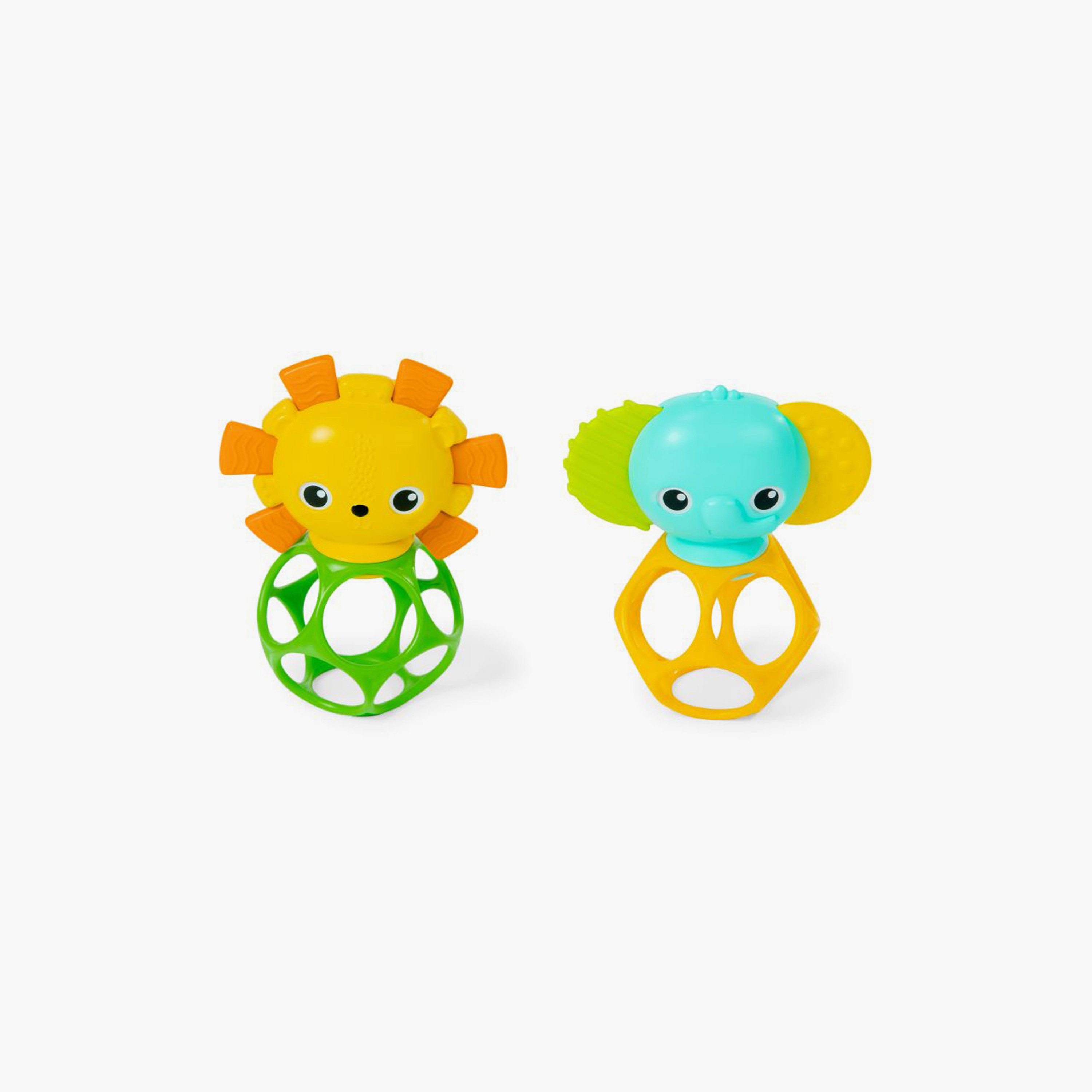 Bright Starts 2-Piece BPA Free Soother Pals Easy-Grasp Teether - Lion & Elephant - Newborn +-toys-babyandtoddlertoys-rattlesandteethers-image-1