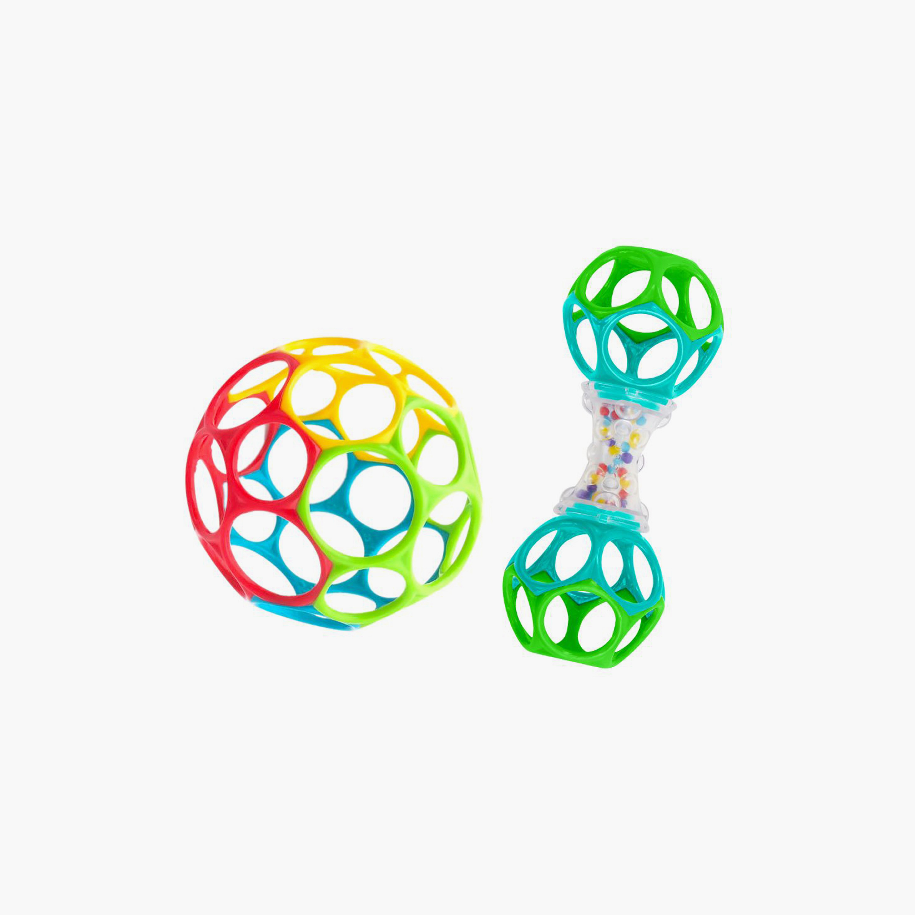 Bright Starts 2-Piece Grasp The Day BPA Free Ball & Rattle Toys - Newborn+-toys-babyandtoddlertoys-rattlesandteethers-image-1