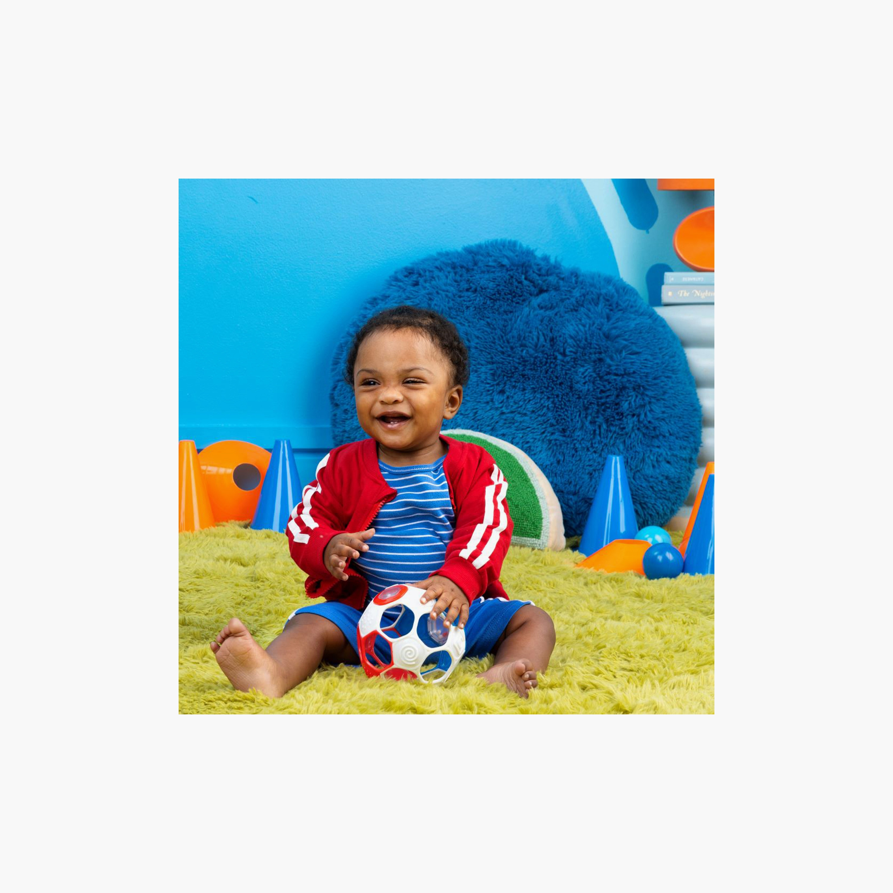 Bright Starts Oball Grippin' Goals Rattle Soccer Ball Easy-Grasp Toy - Multicolour - Newborn+-toys-babyandtoddlertoys-rattlesandteethers-image-2
