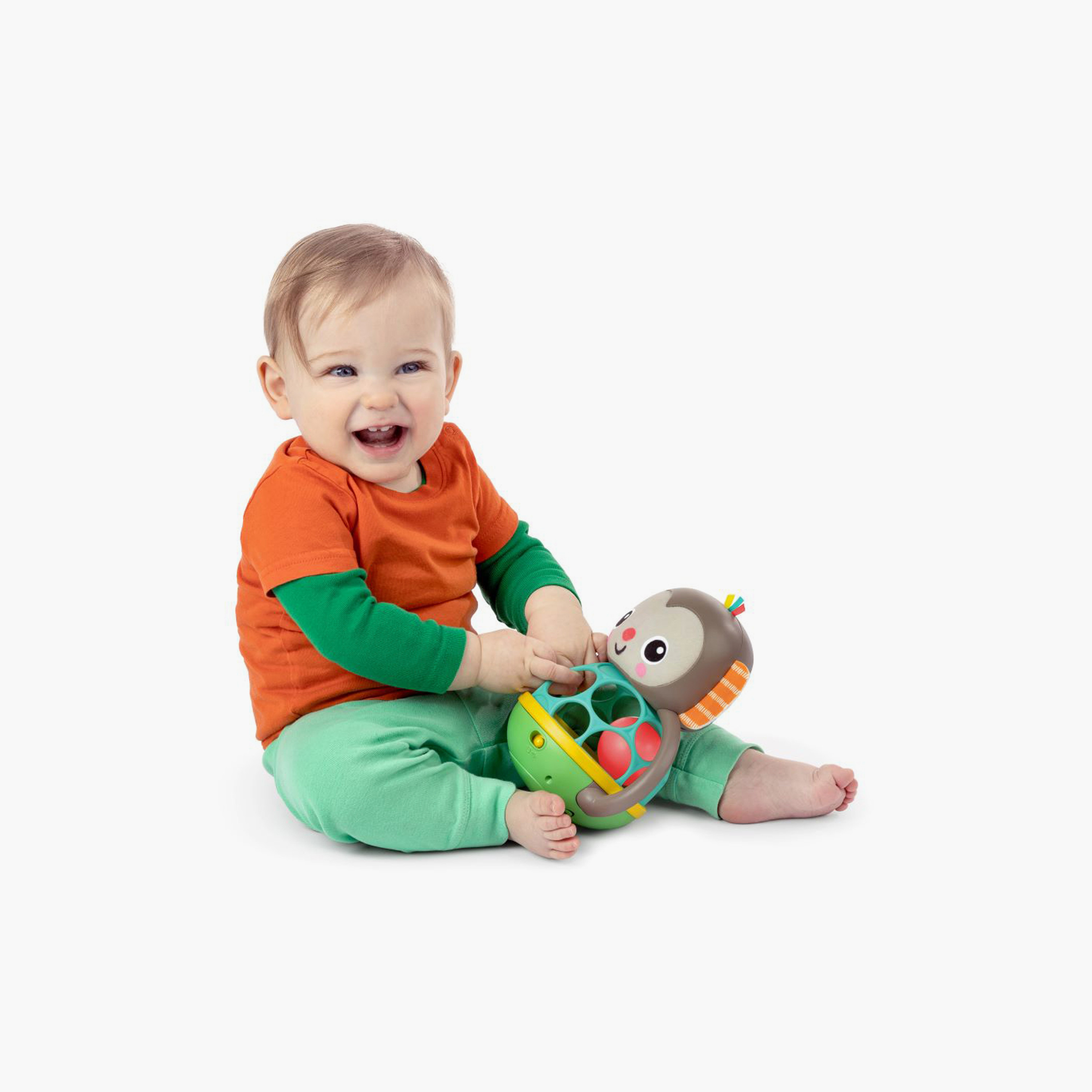 Bright Starts Grab & Giggle Musical Light-Up Rattle Toy with Easy-Grasp Oball - Monkey - 6 Months+-toys-babyandtoddlertoys-rattlesandteethers-image-2