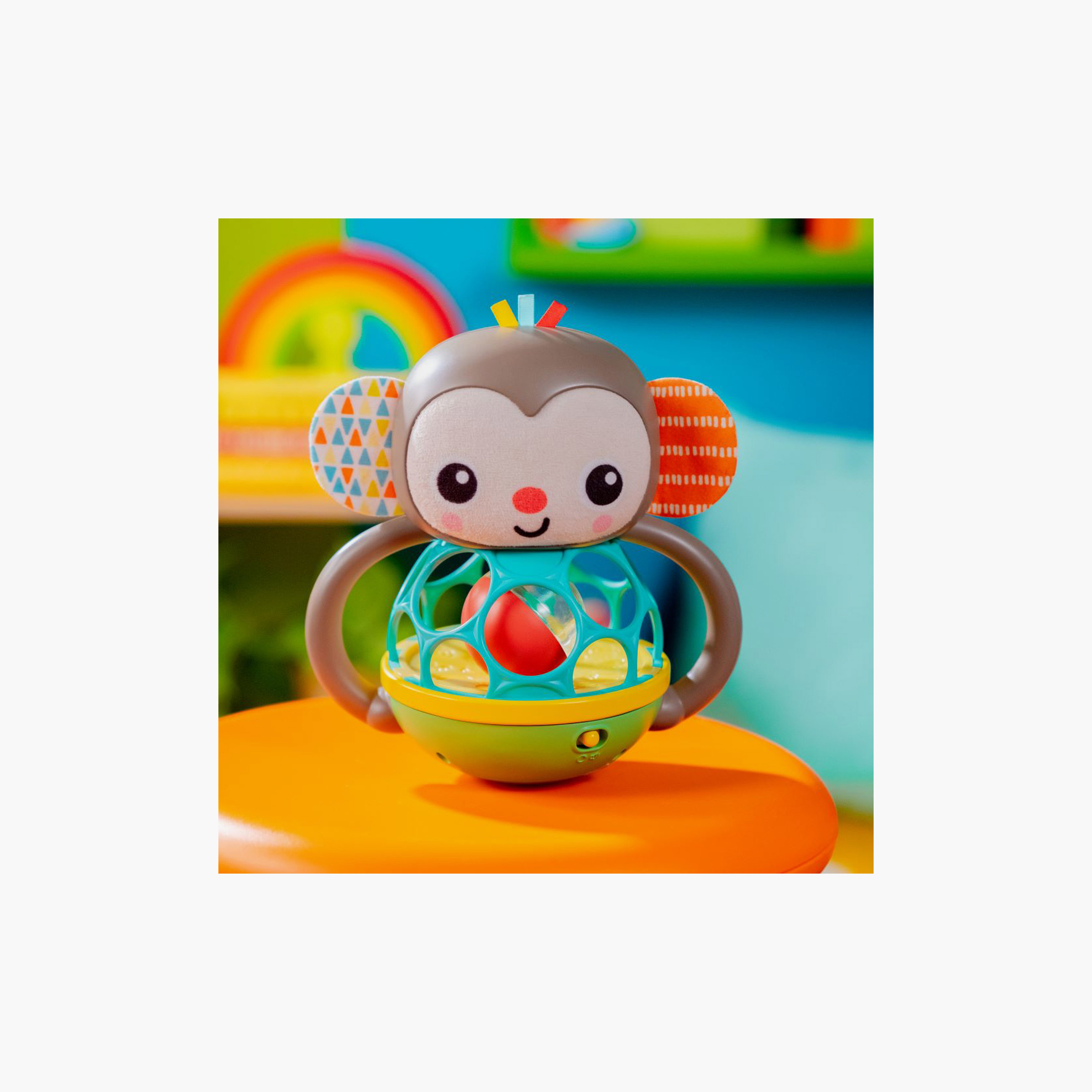 Bright Starts Grab & Giggle Musical Light-Up Rattle Toy with Easy-Grasp Oball - Monkey - 6 Months+-toys-babyandtoddlertoys-rattlesandteethers-image-3