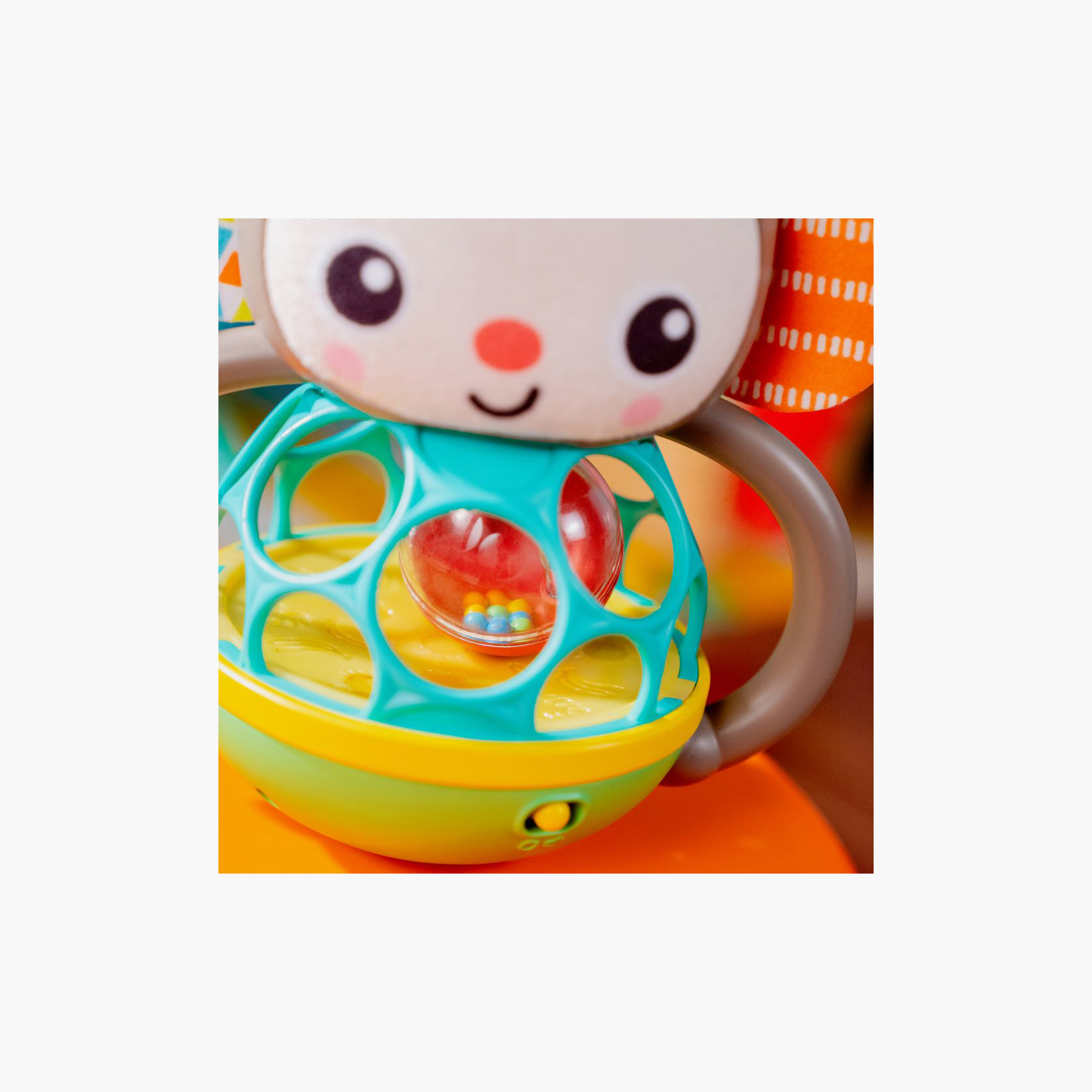 Bright Starts Grab & Giggle Musical Light-Up Rattle Toy with Easy-Grasp Oball - Monkey - 6 Months+-toys-babyandtoddlertoys-rattlesandteethers-image-4