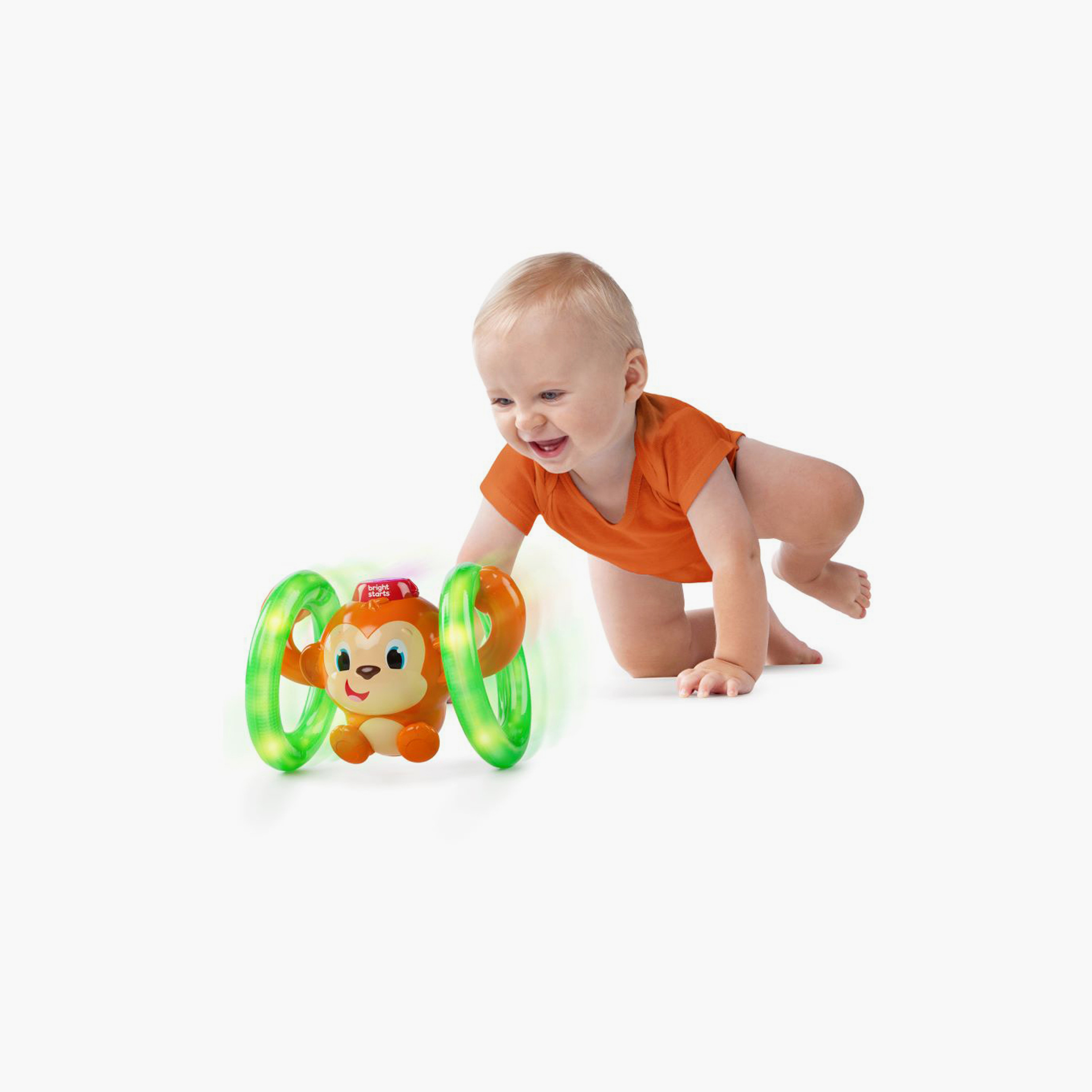 Bright Starts Roll & Glow Monkey Crawling Baby Toy with Lights and Sounds - 6 Months+-toys-babyandtoddlertoys-lightsandmusicaltoys-image-2